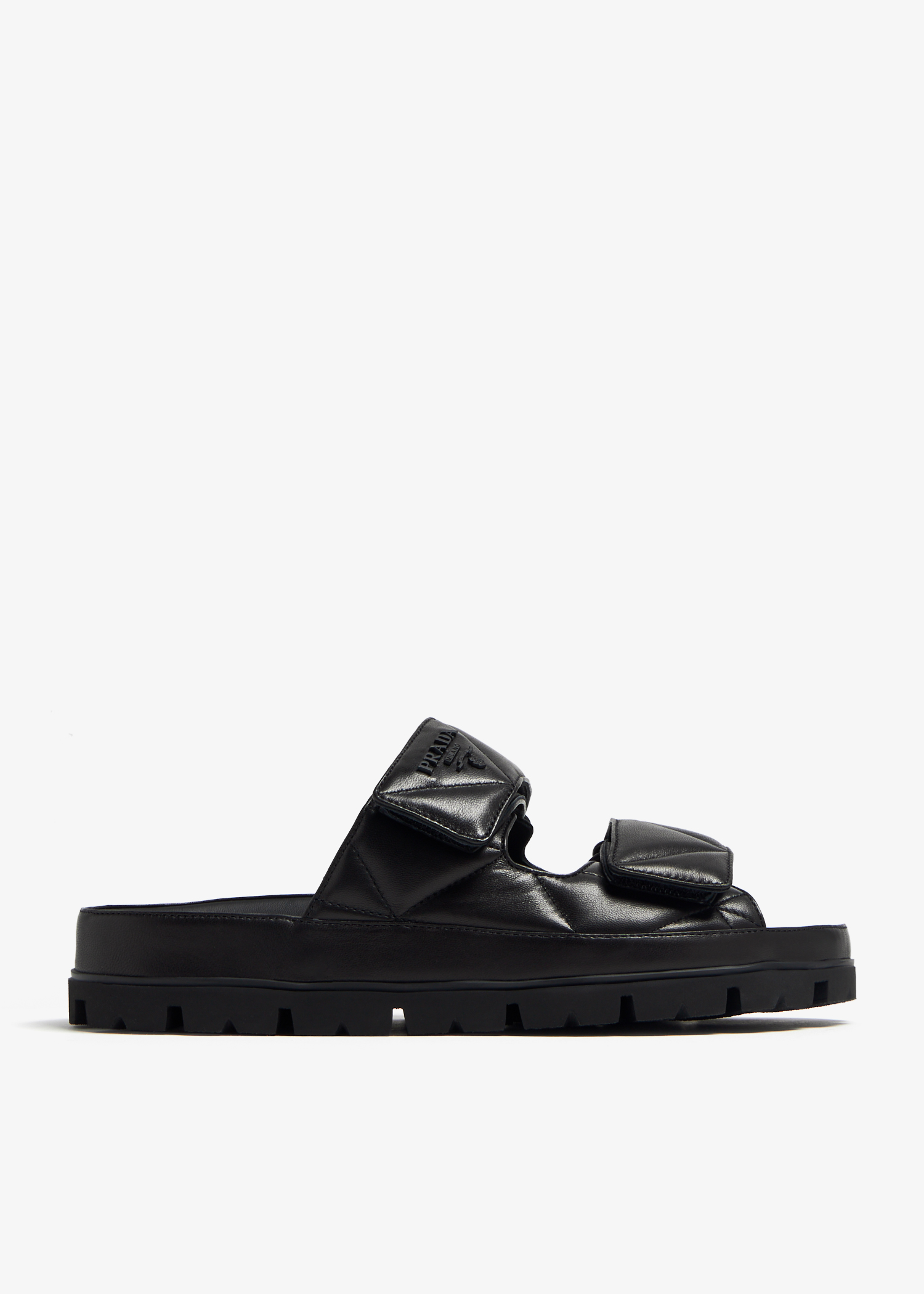 

Padded nappa leather sandals, Black