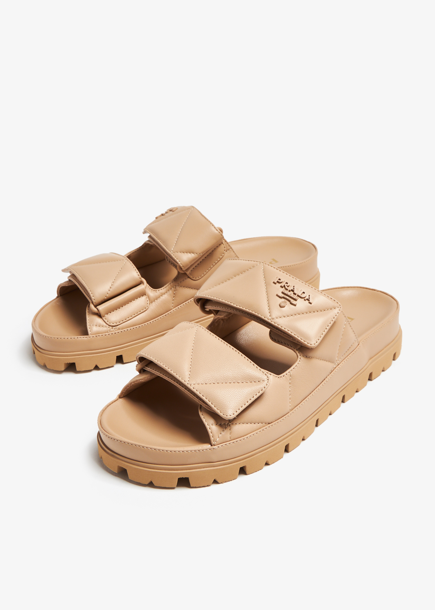 Prada Padded nappa leather sandals for Women Beige in UAE