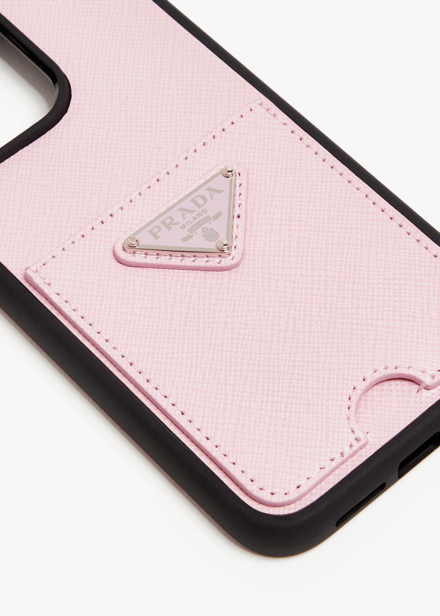 Prada iPhone 15 Pro Max saffiano leather cover for Women Pink in