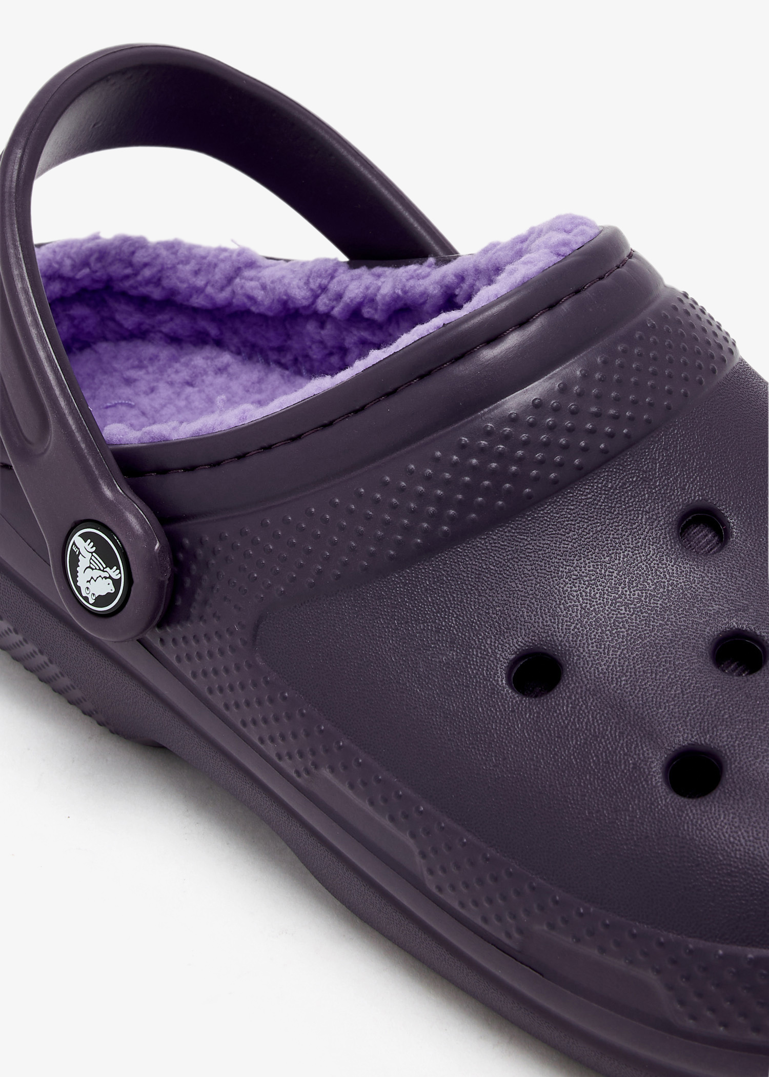 Purple lined crocs on sale