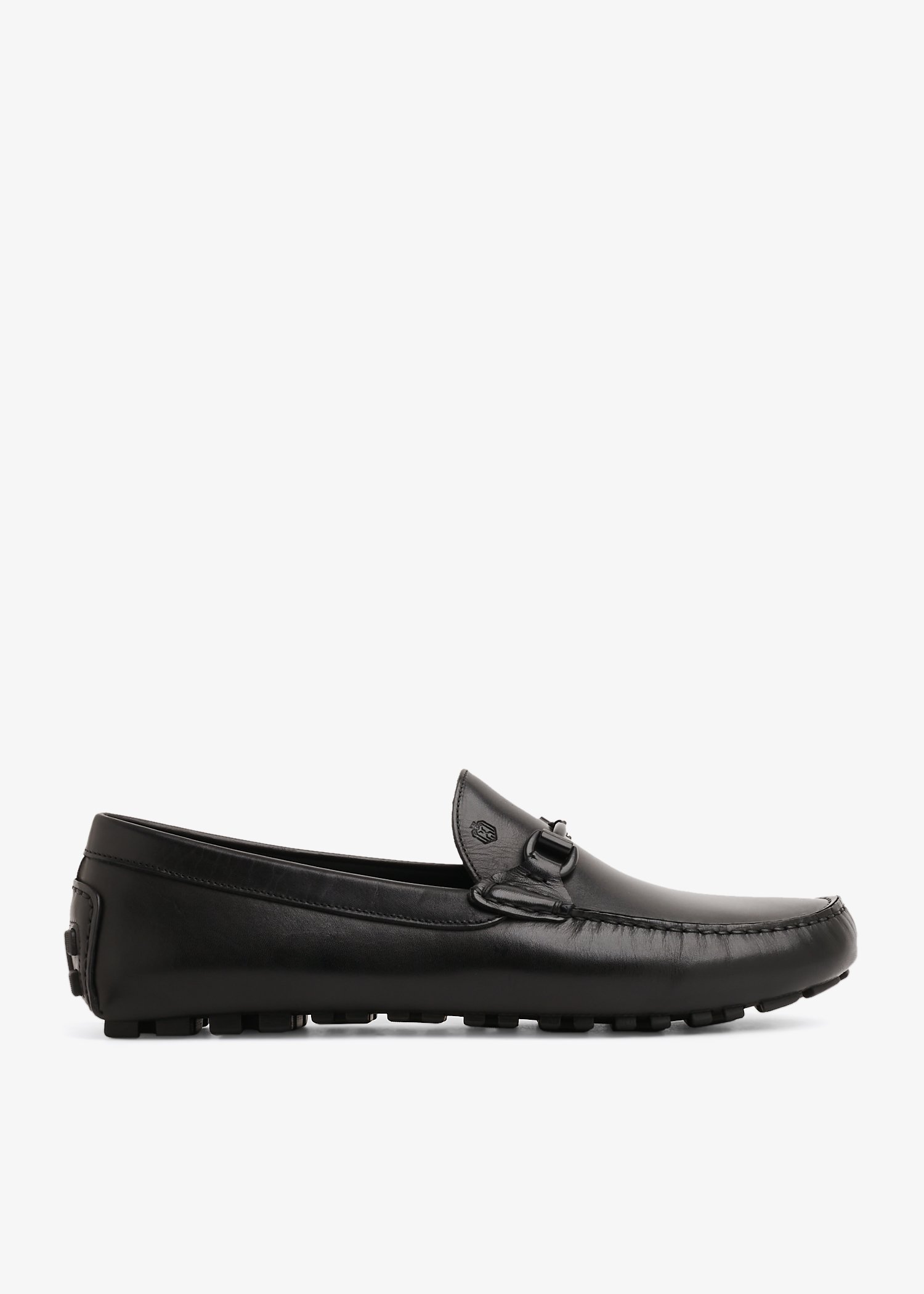 

Bold leather moccasin loafers, Black