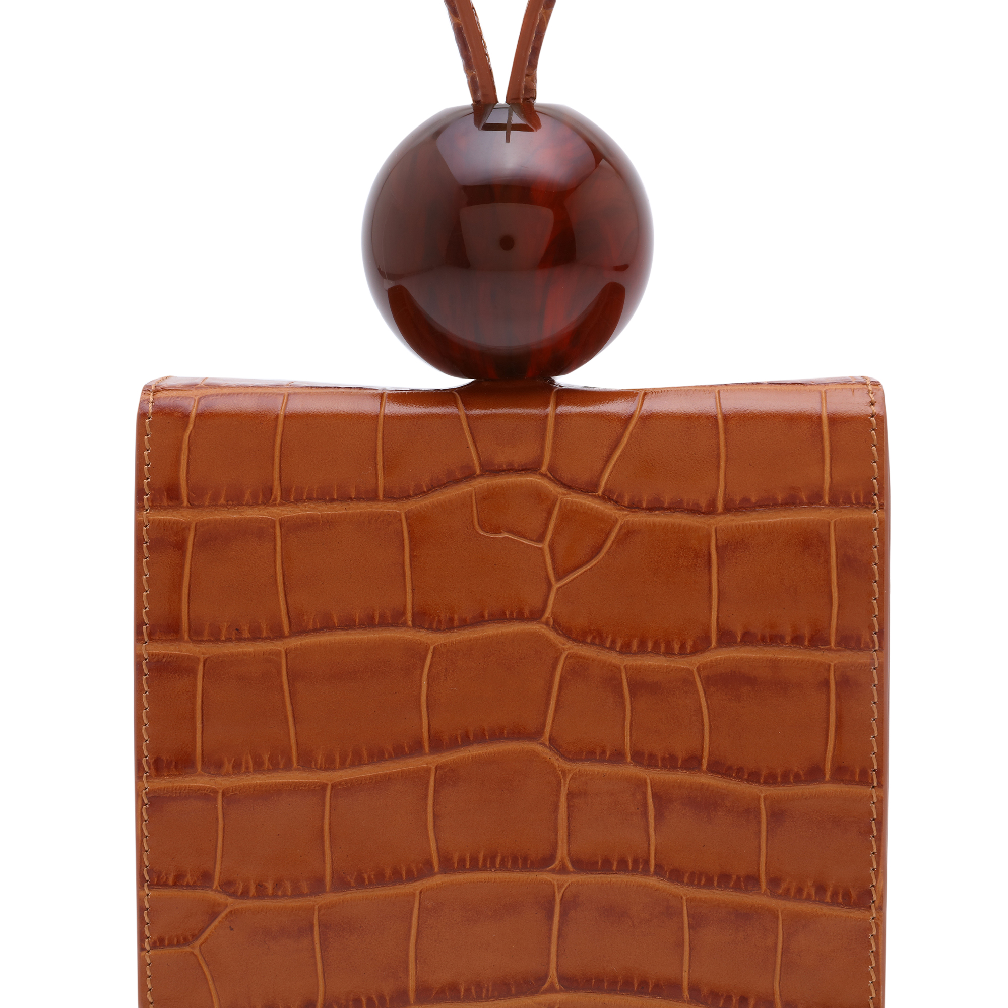 

Ball croc-effect leather bag, Brown