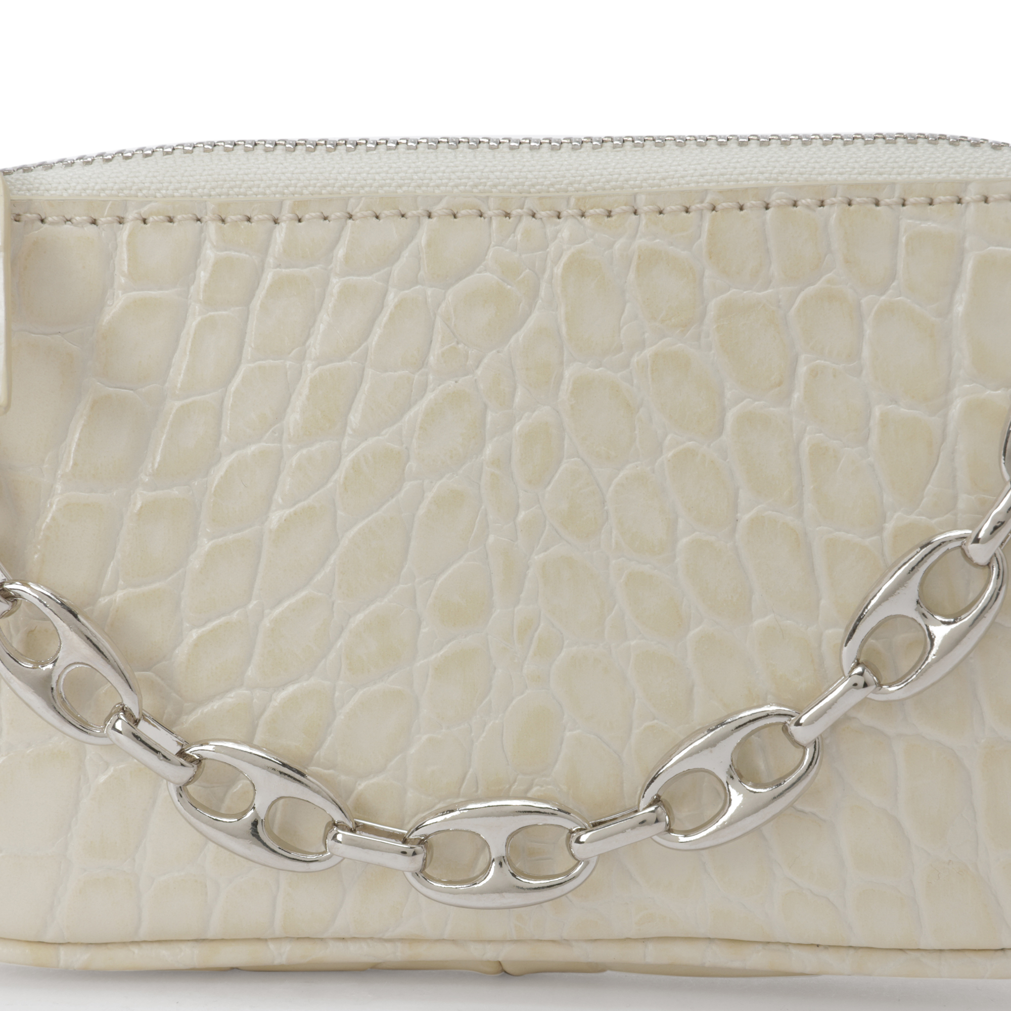 

Mini Rachel croc-effect leather bag, White