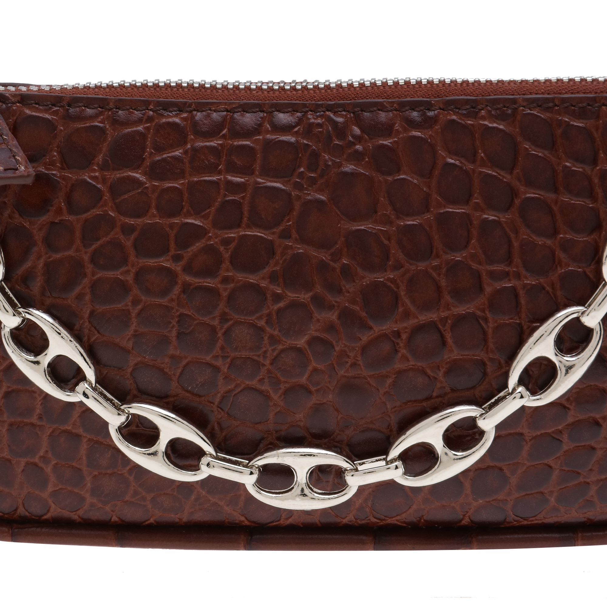 

Mini Rachel croc-effect leather bag, Brown