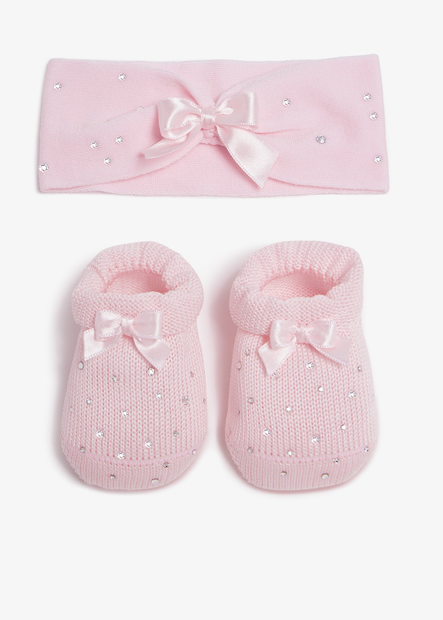 

Swarovski headband and booties set, Pink