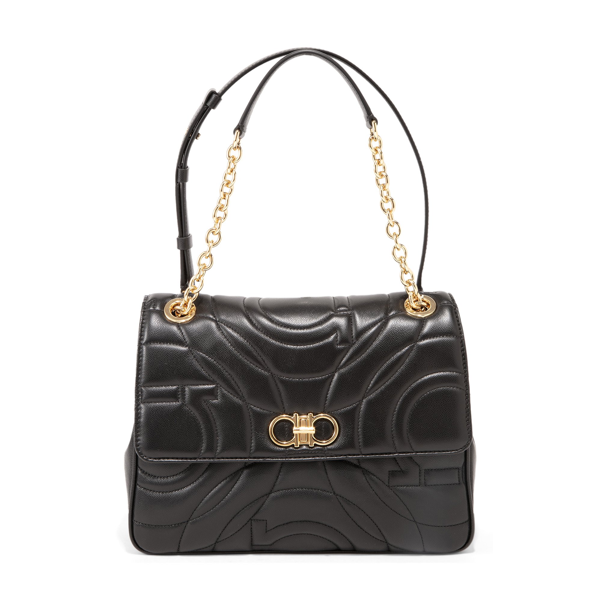 Ferragamo quilted gancini flap bag hot sale