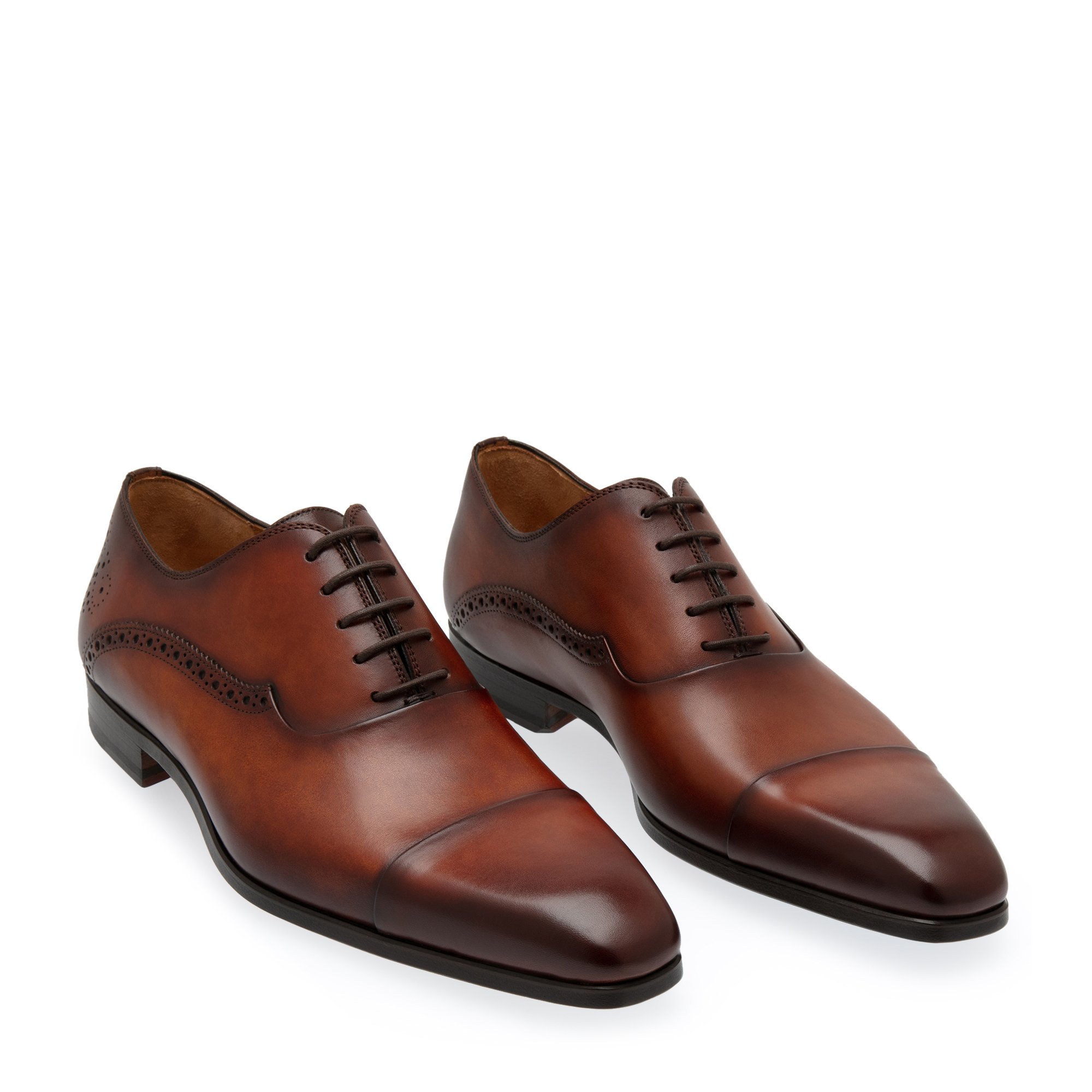 

Leather oxford lace-up shoes, Brown