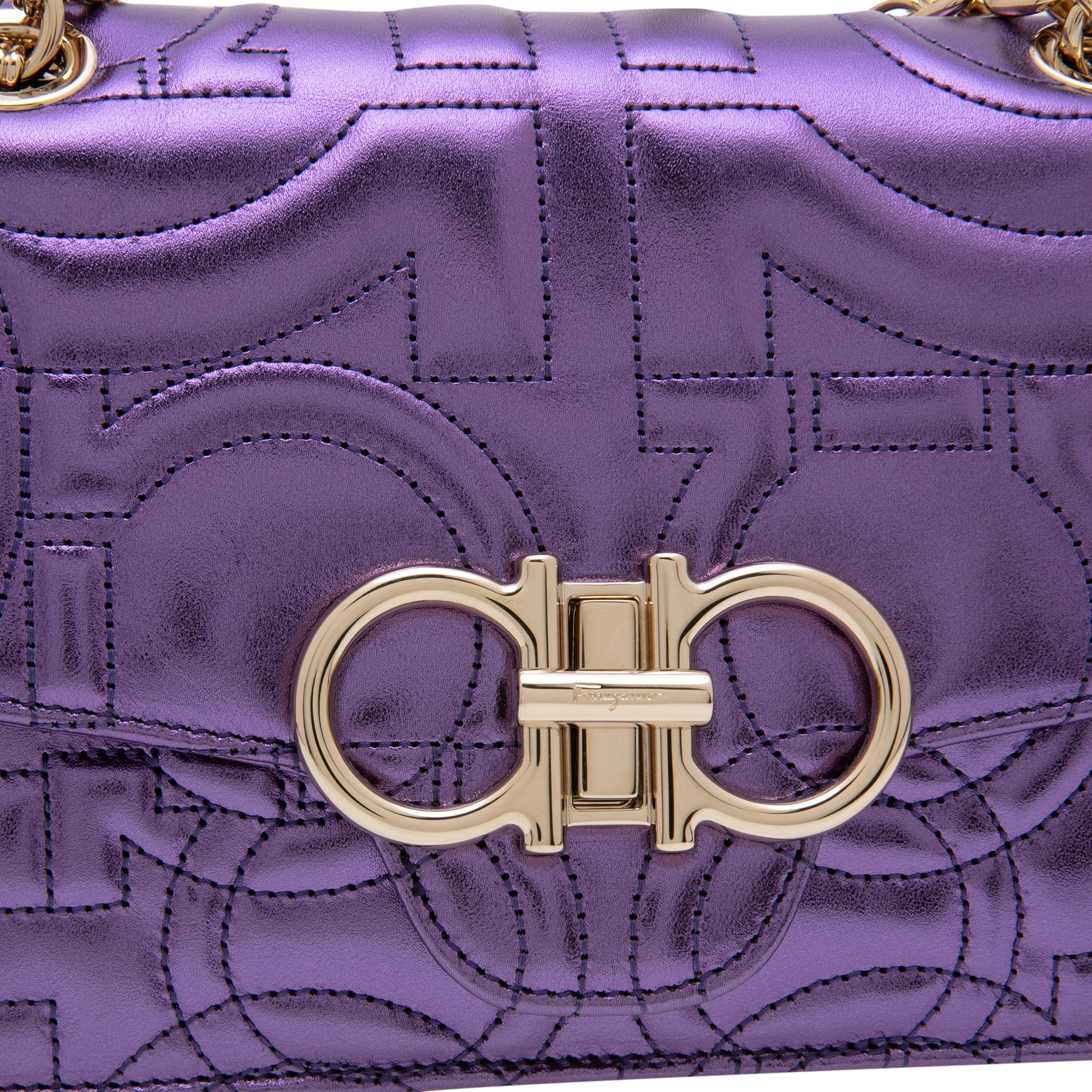 

Quilted Gancini bag, Purple