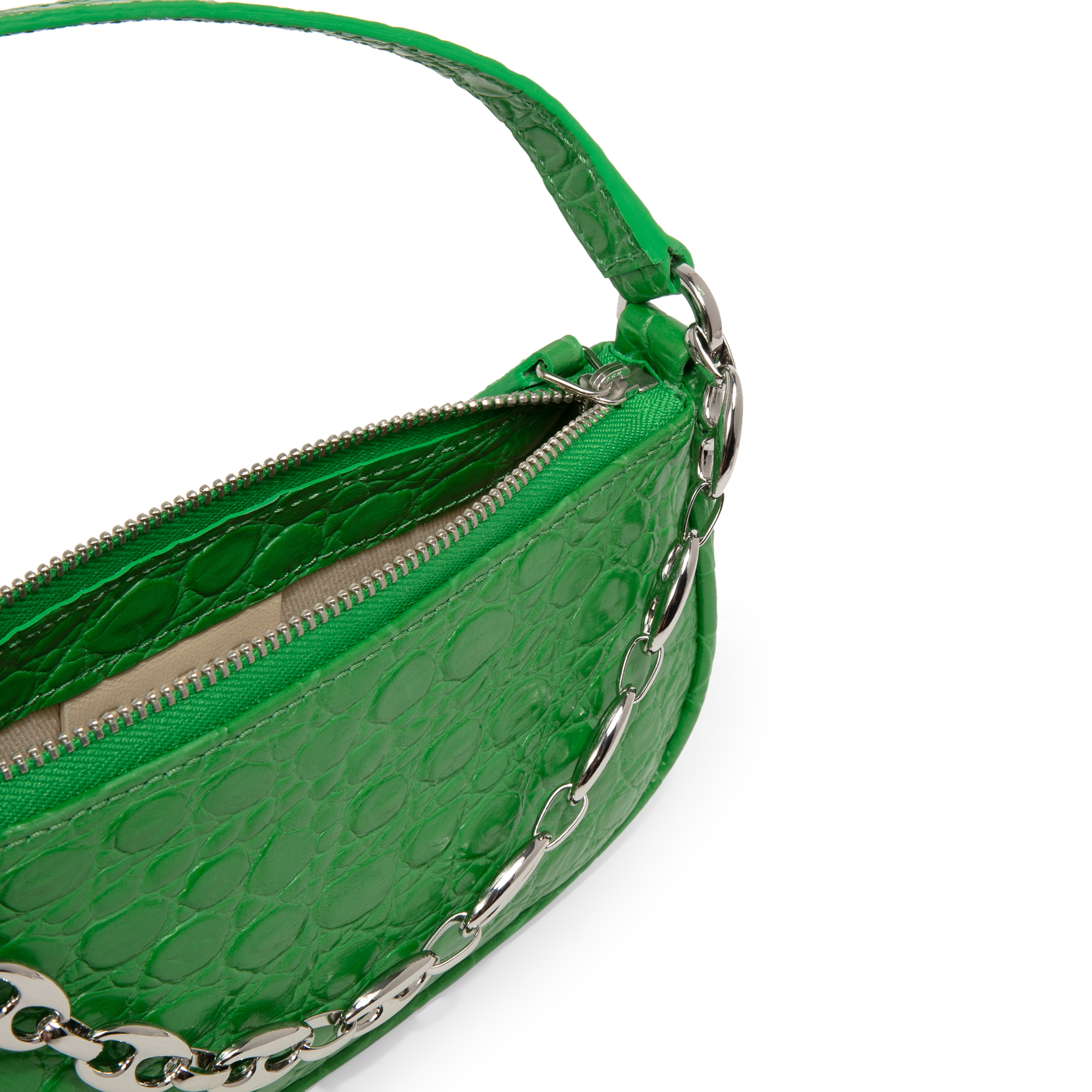 

Mini Rachel croc-effect leather bag, Green