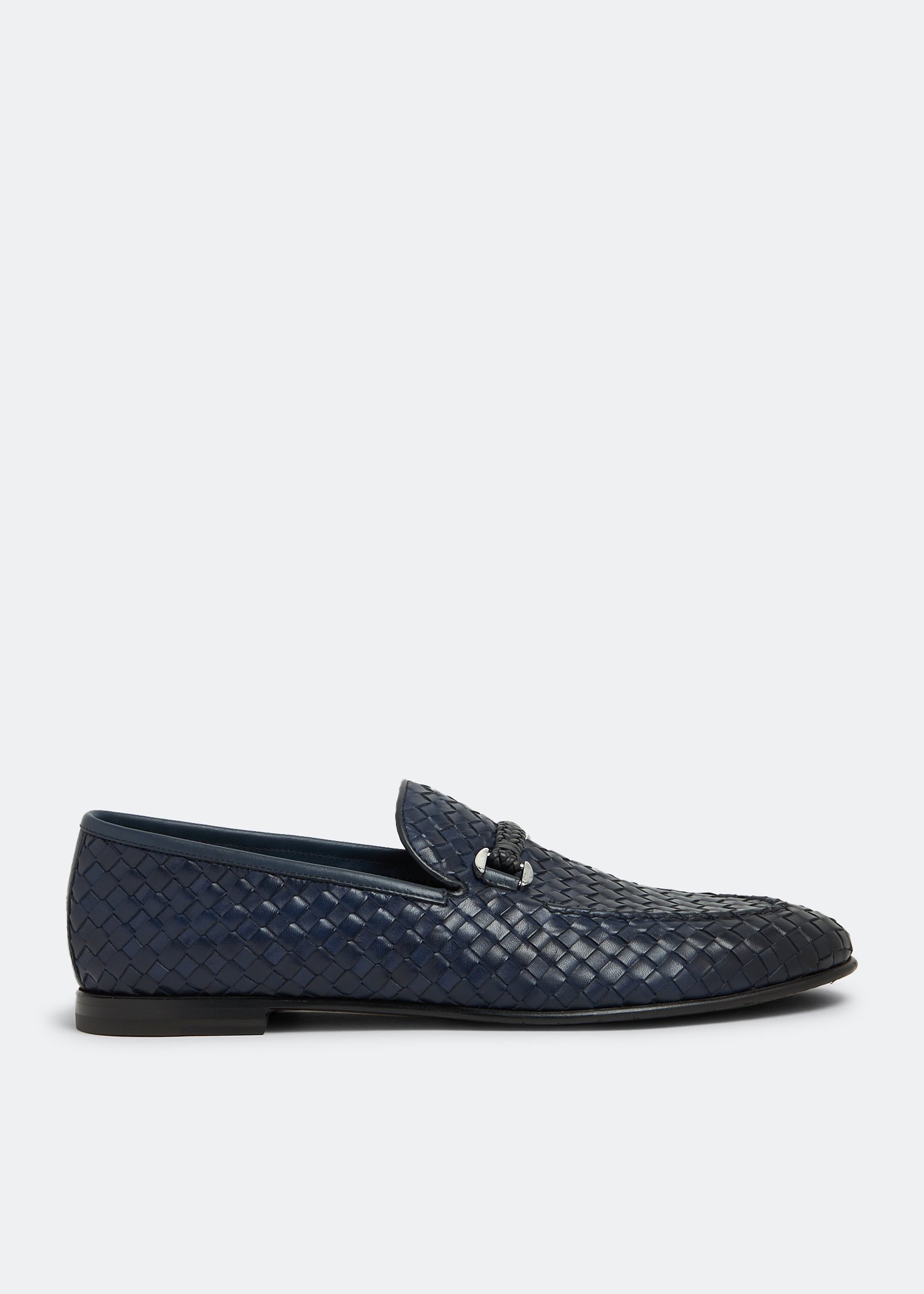 Leather store woven loafers