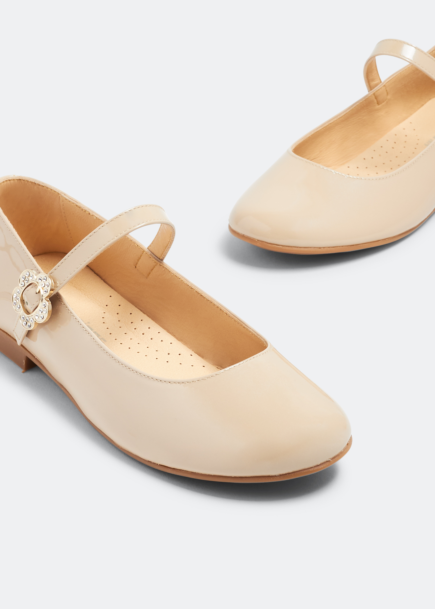 

Crystal mary-jane ballerinas, Beige