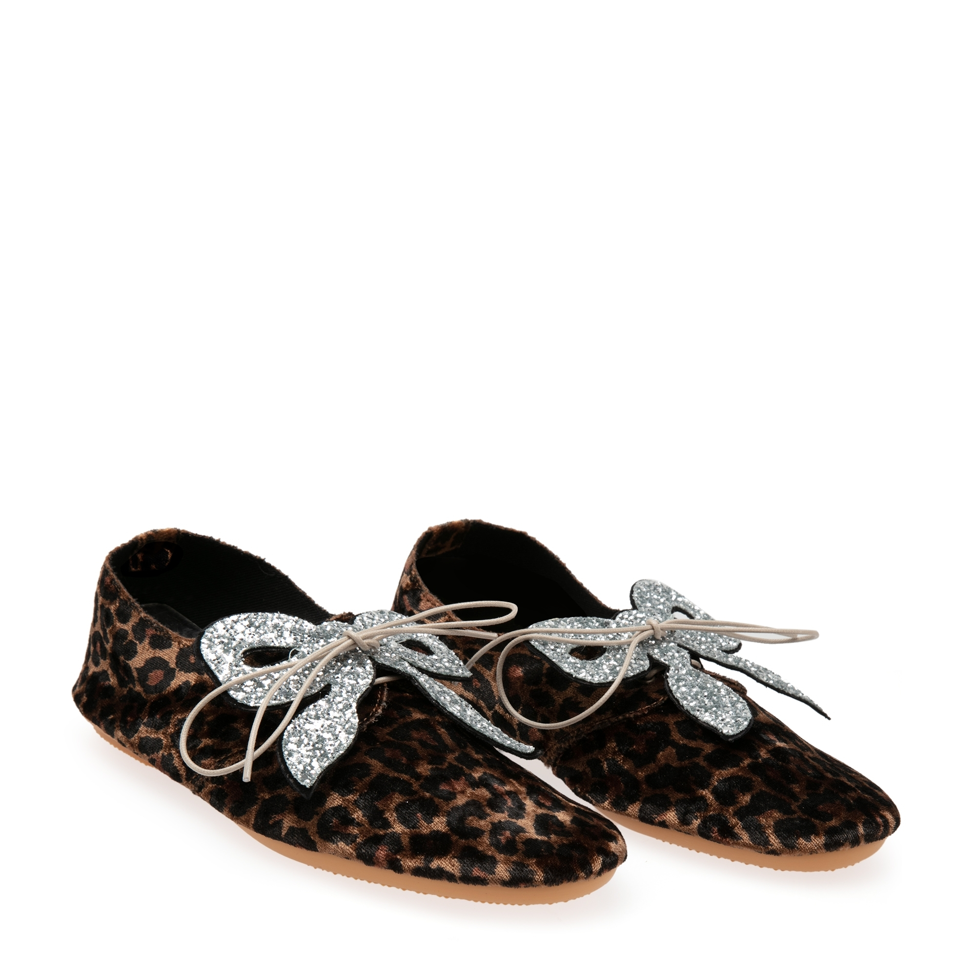 

Printed lace-up flats, Animal print