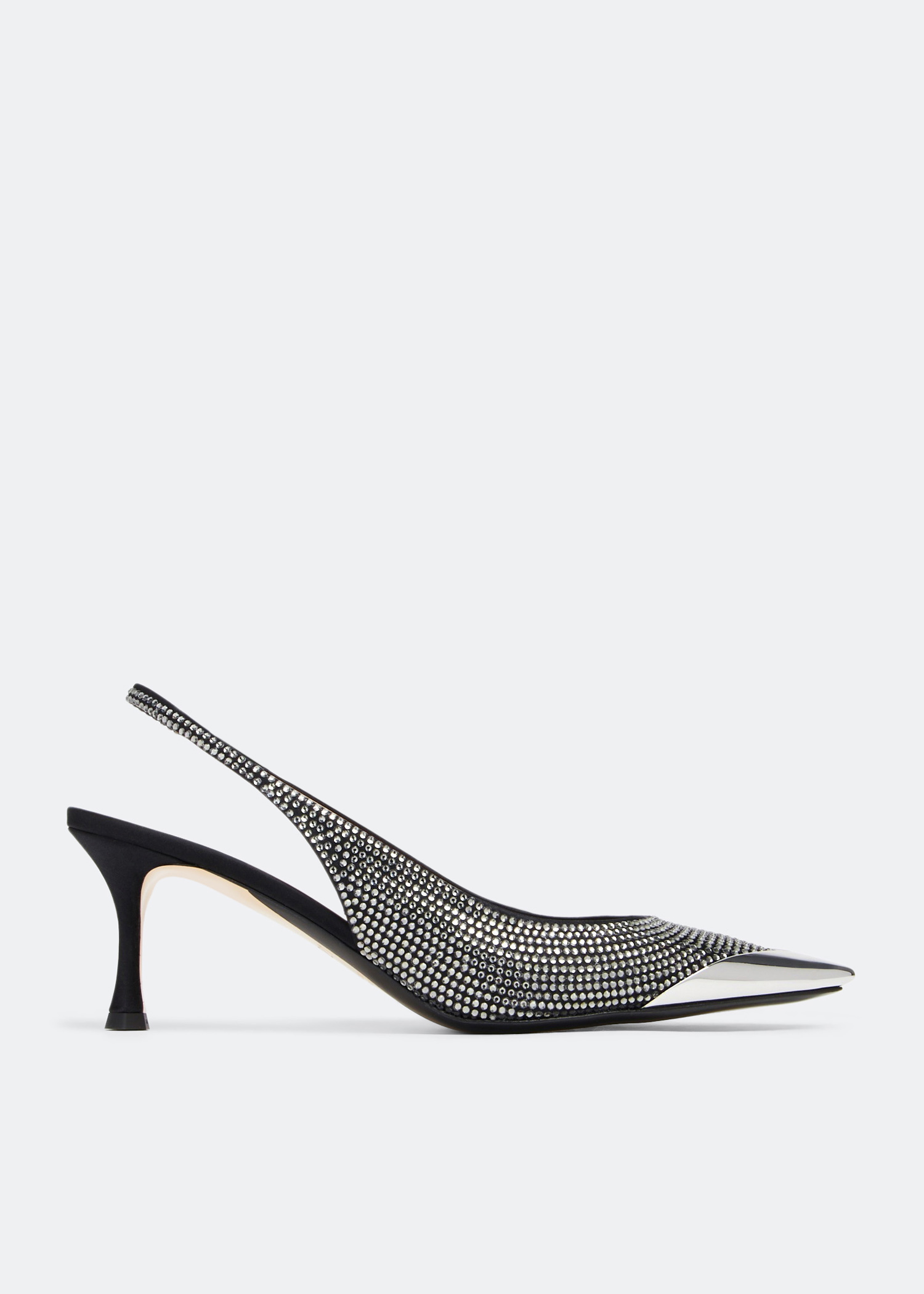 

Crystal-embellished sling-back pumps, Black