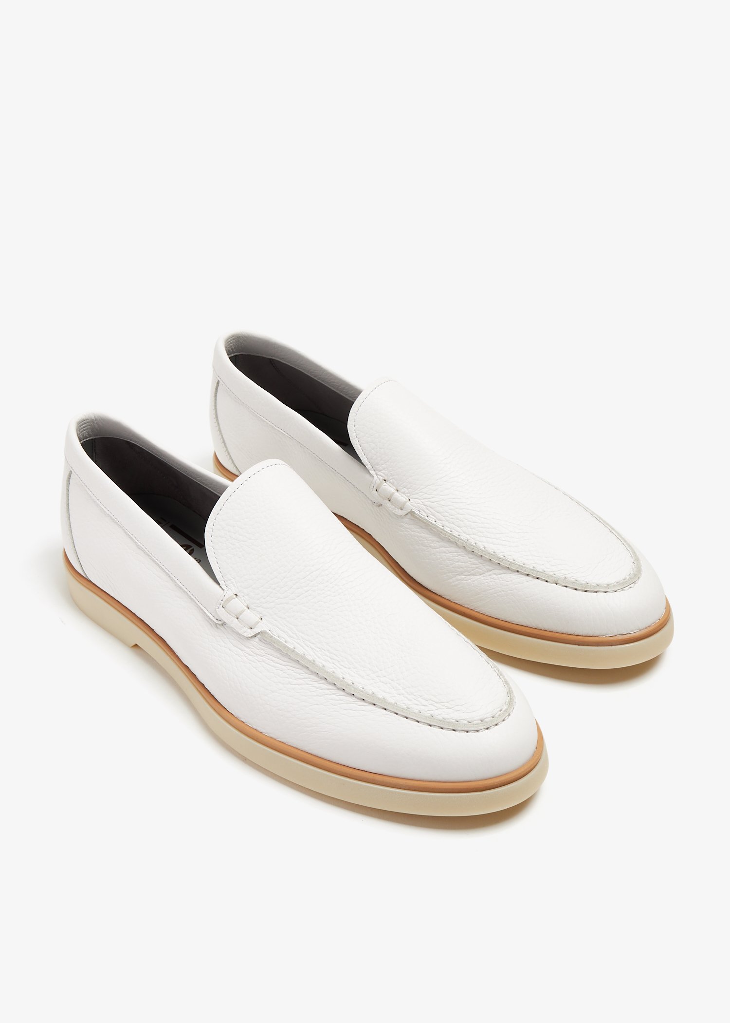 Mens white clearance leather loafer shoes