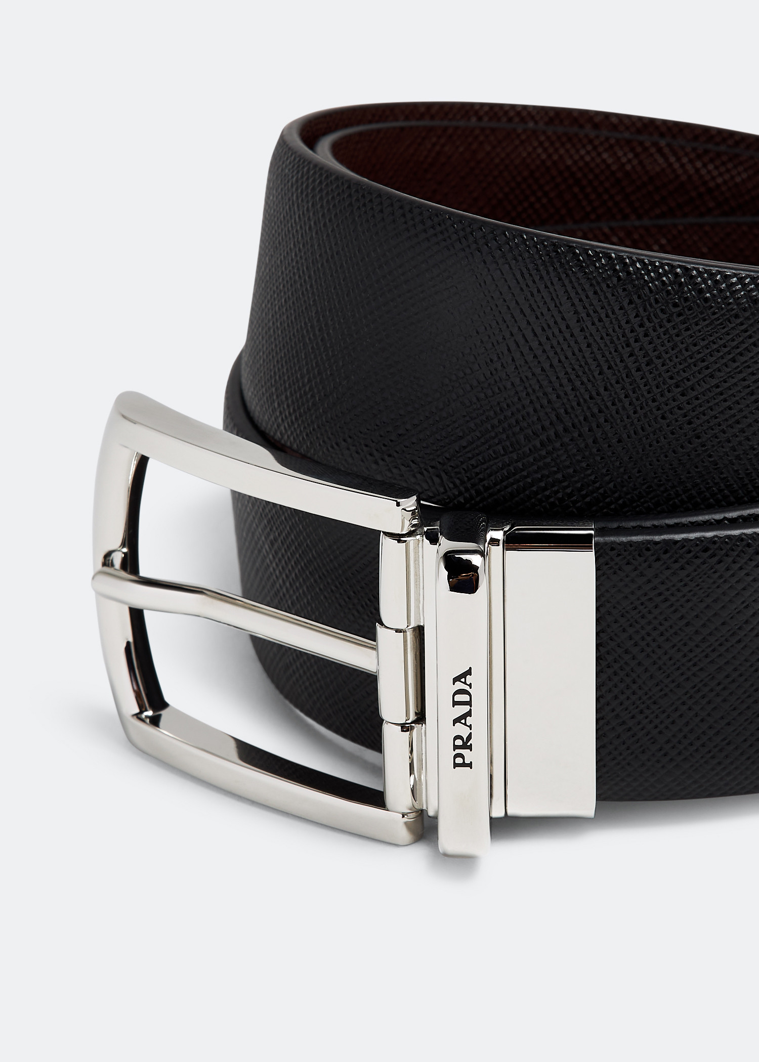 

Reversible Saffiano leather belt, Black