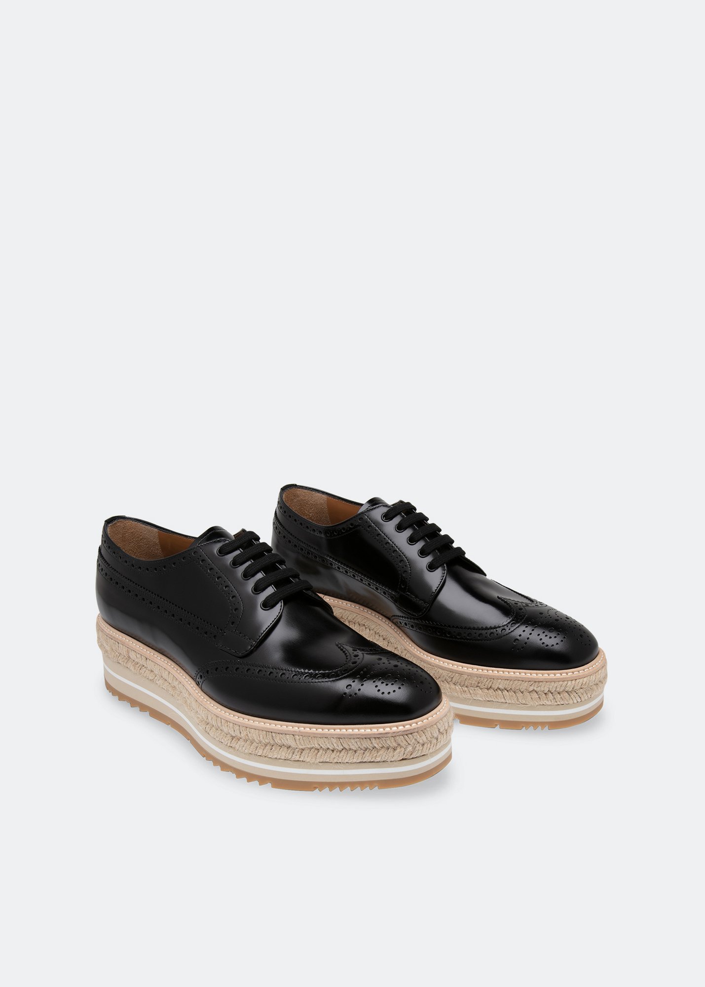 

Brushed fumÃ© leather derby shoes, Black