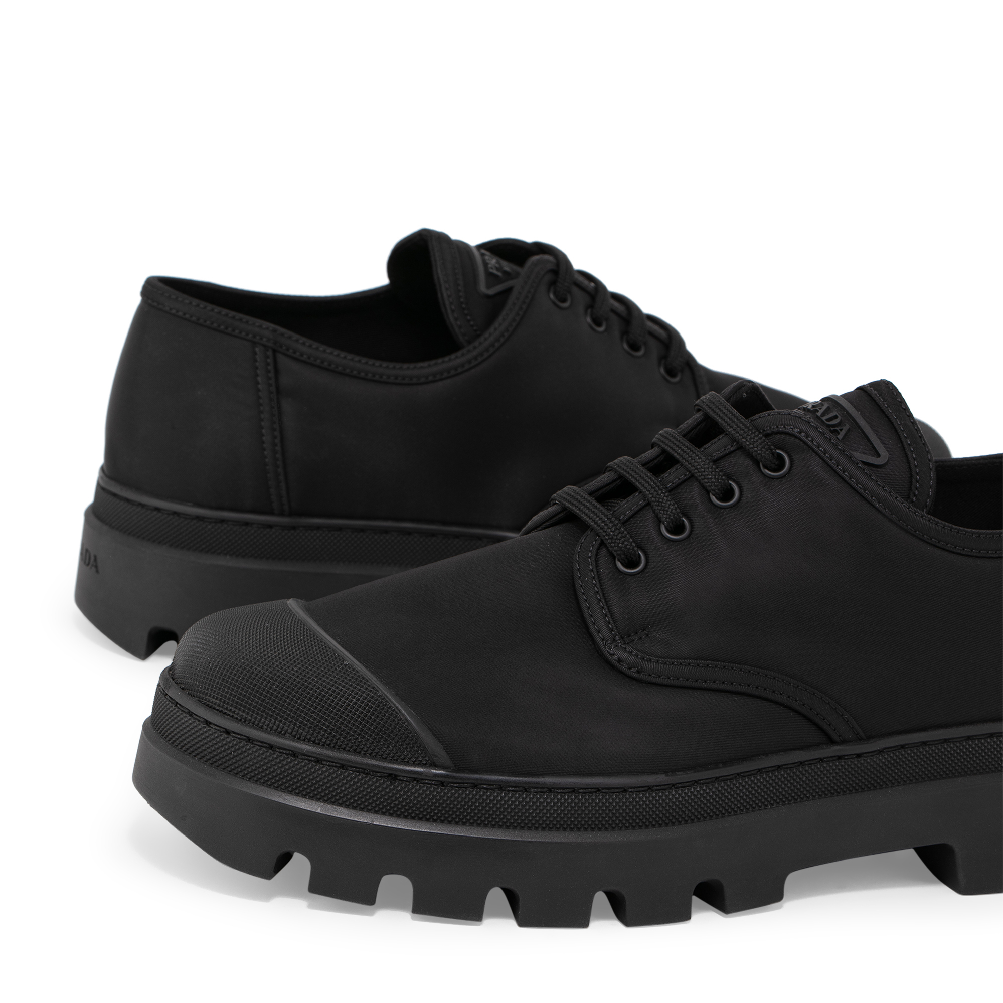 

Nylon fabric Derby lace-up shoes, Black