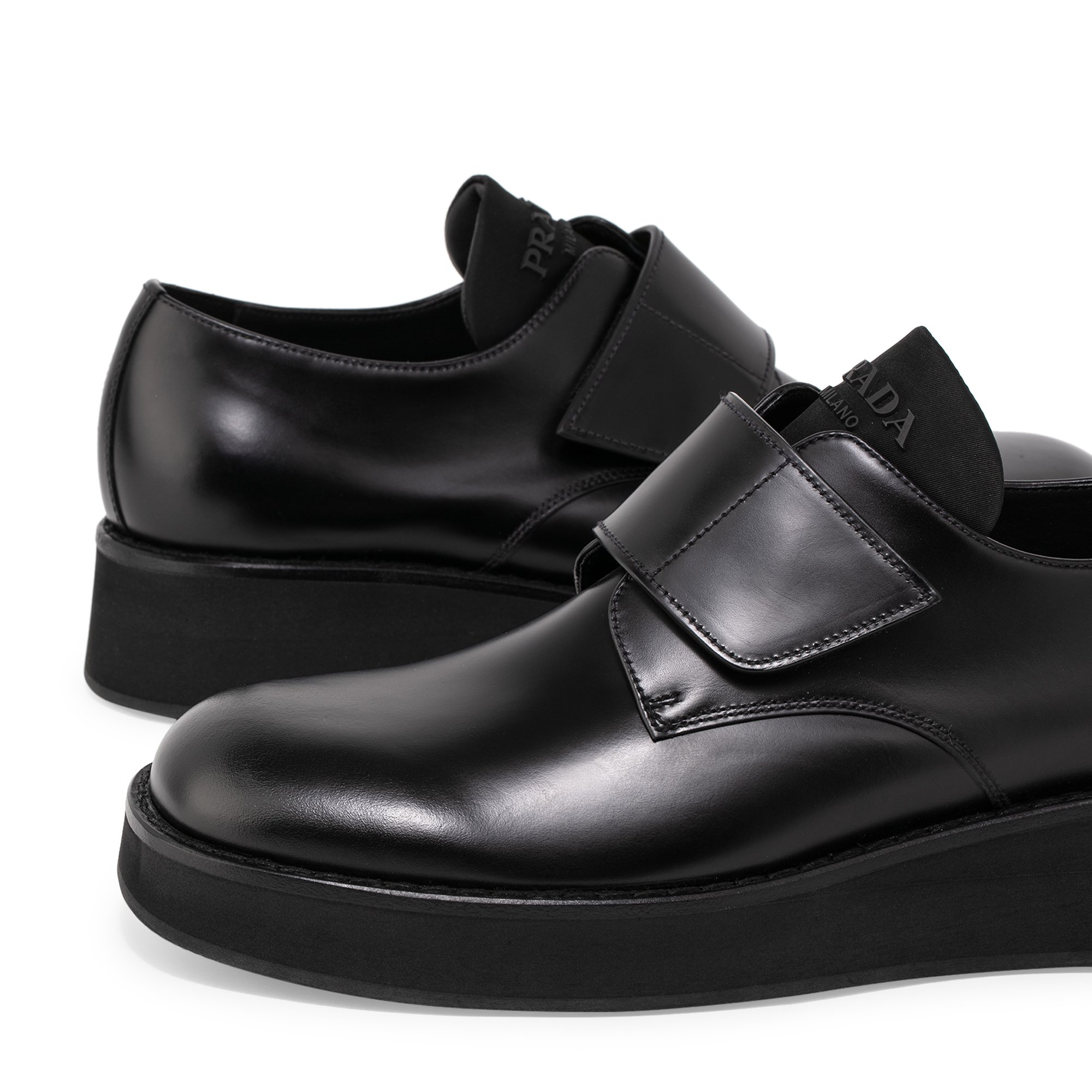 

Brushed leather Derby shoes, Black