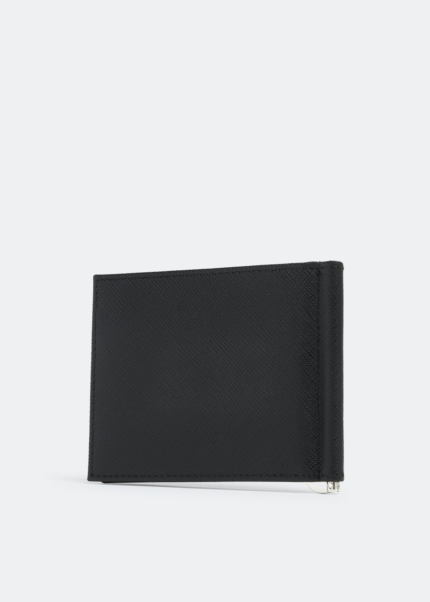 Saffiano Metal Money Clip Wallet in Black - Prada