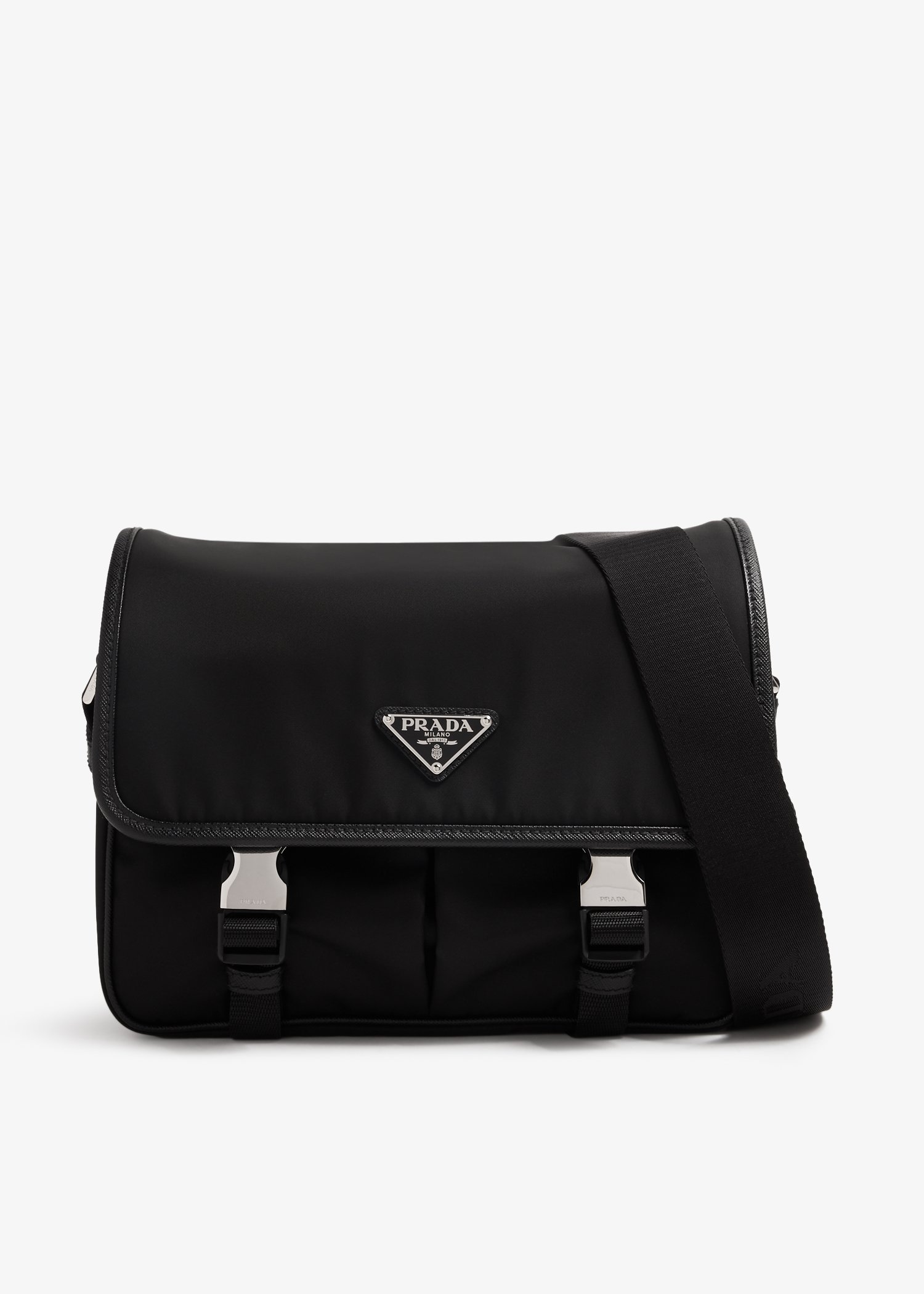 

Re-Nylon and Saffiano leather shoulder bag, Black