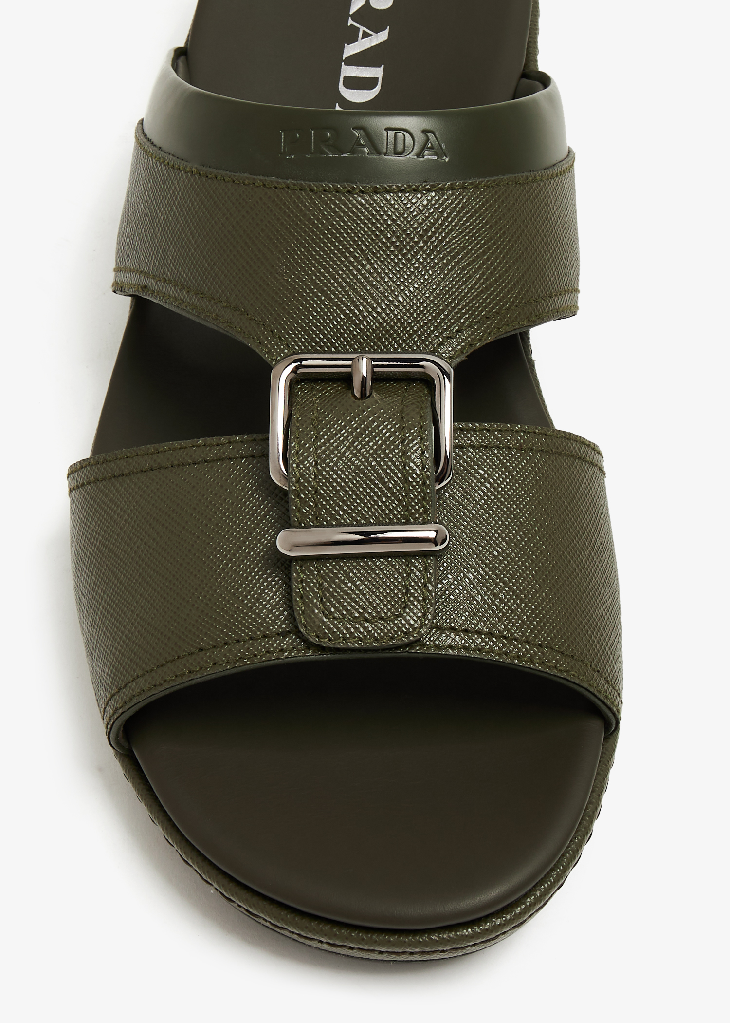 Prada Saffiano leather sandals for Men Green in UAE Level Shoes