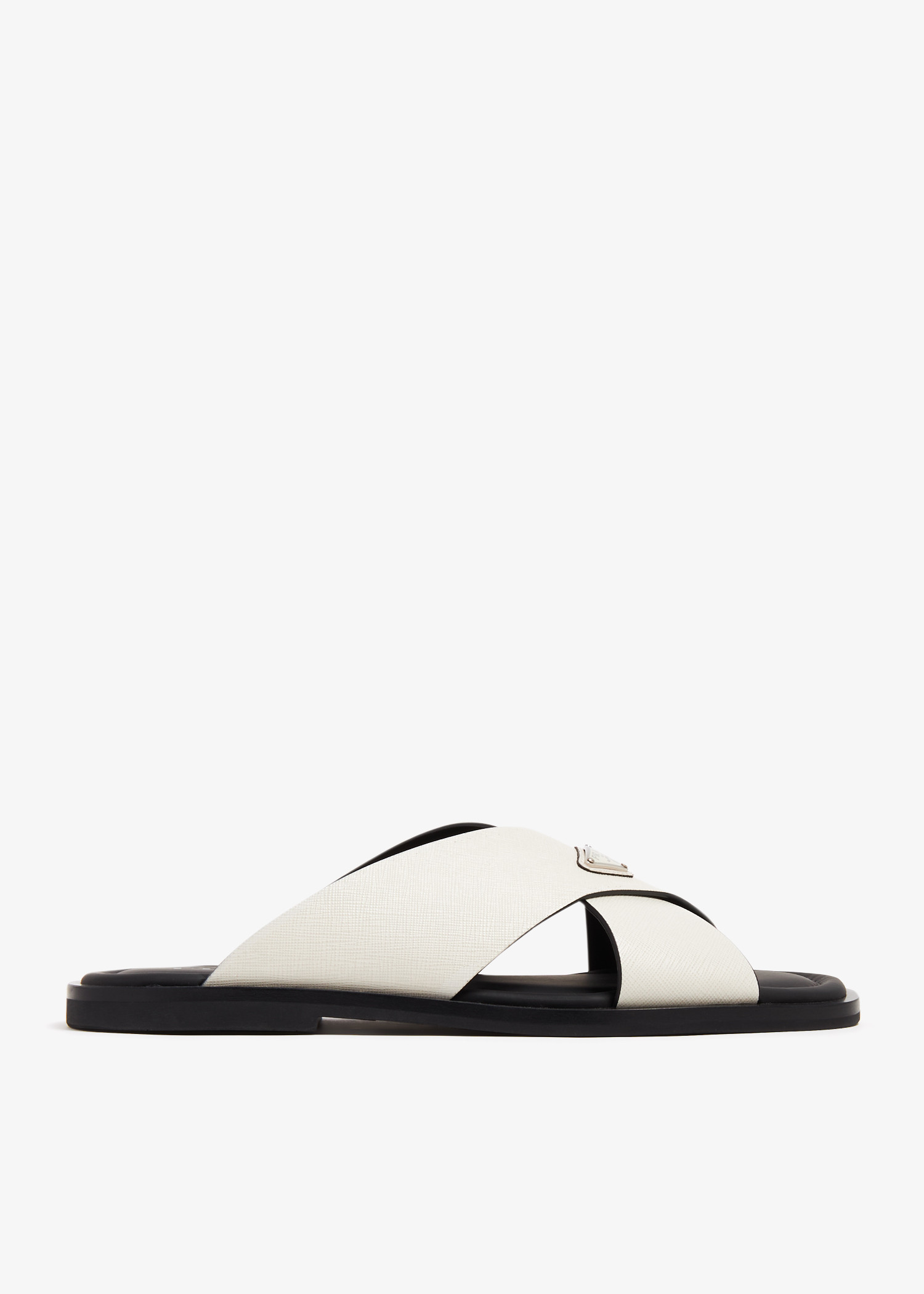 

Saffiano leather crisscross sandals, White