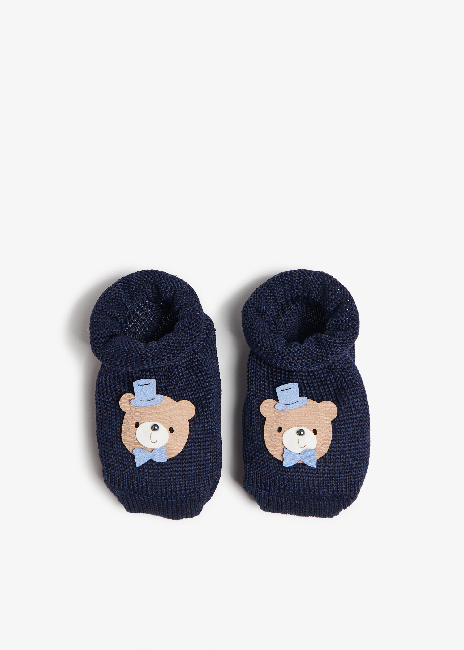 

Bowtie bear cotton booties, Blue