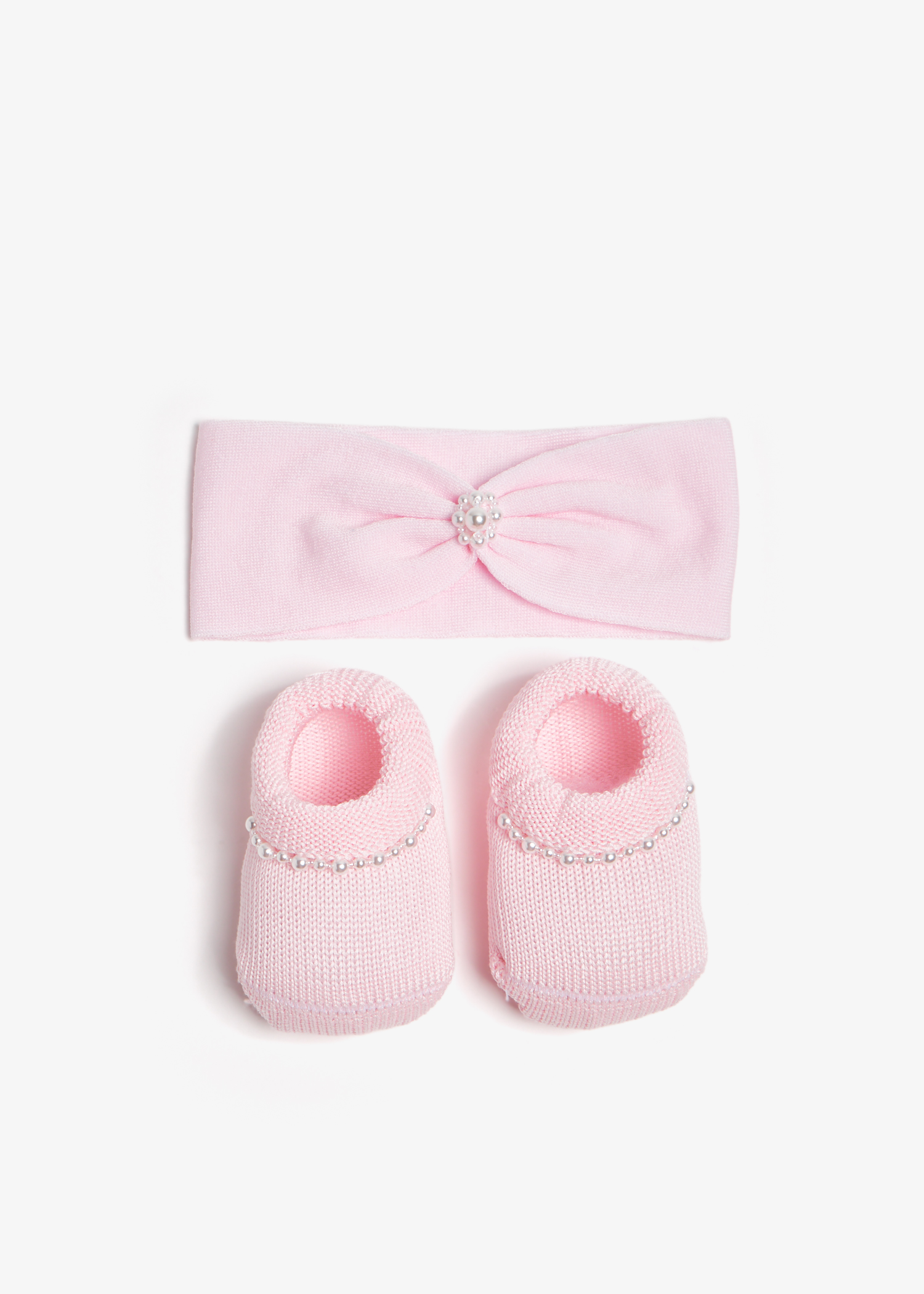 

Pearl headband and booties set, Pink