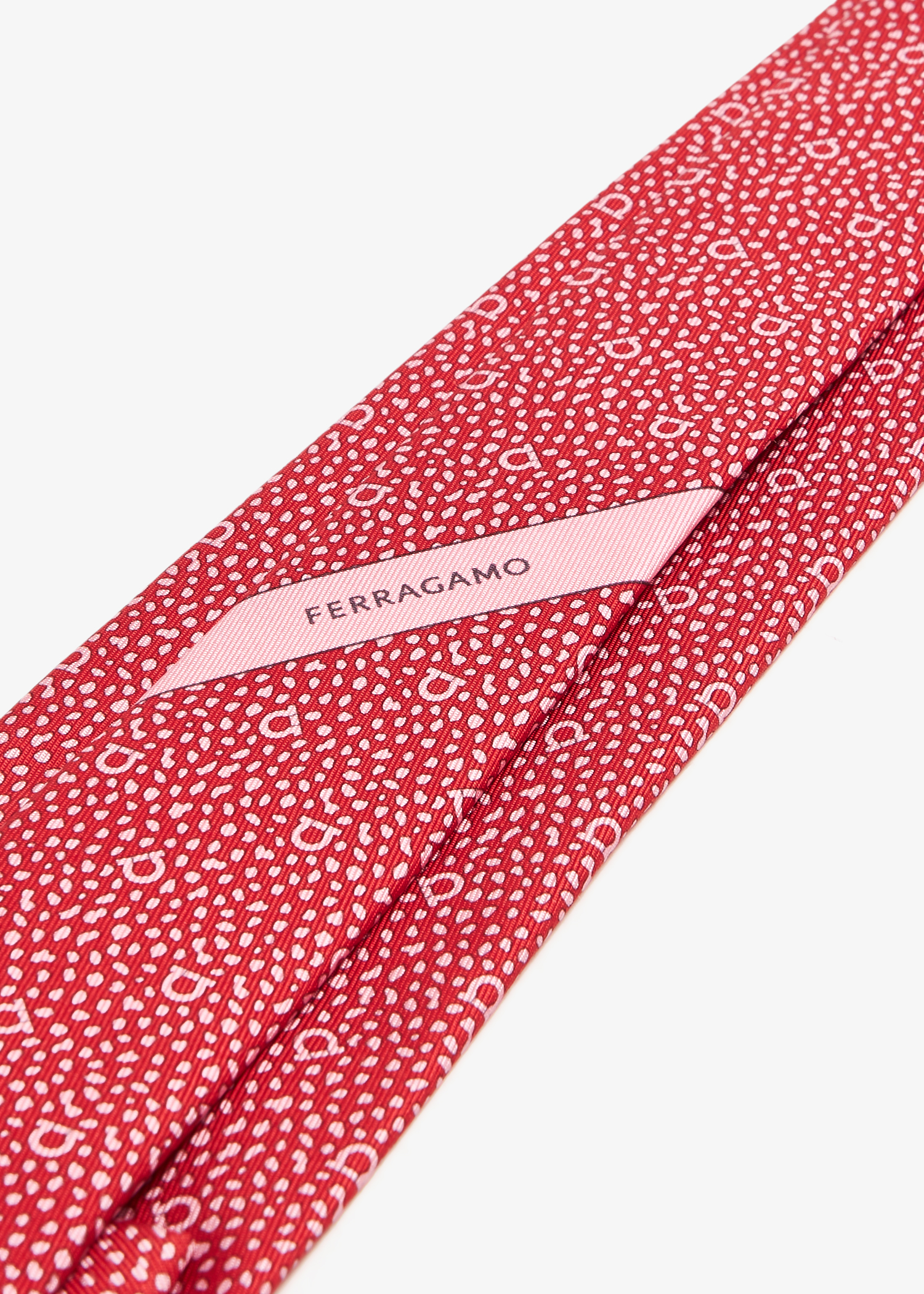 

Round print silk tie, Red