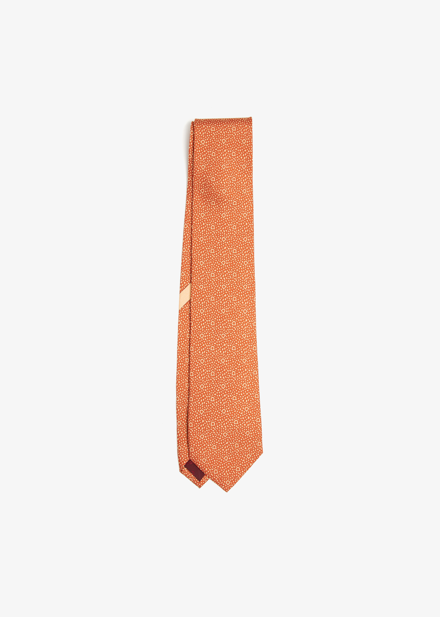 

Round print silk tie, Orange