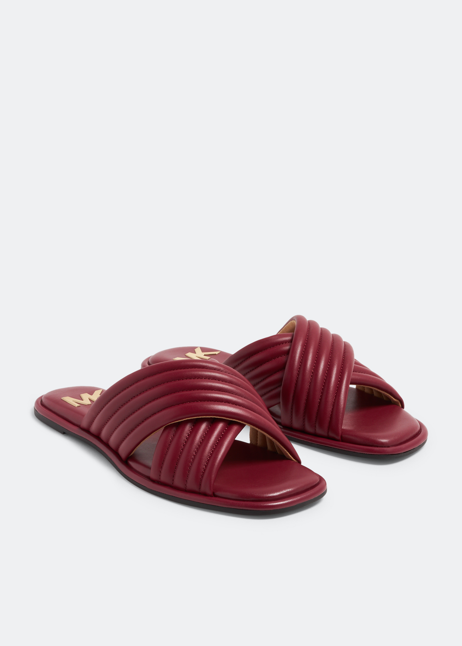 Ny&co NEW Bos. & . Red Leather Lux Slide Sandals Size 8 - $47