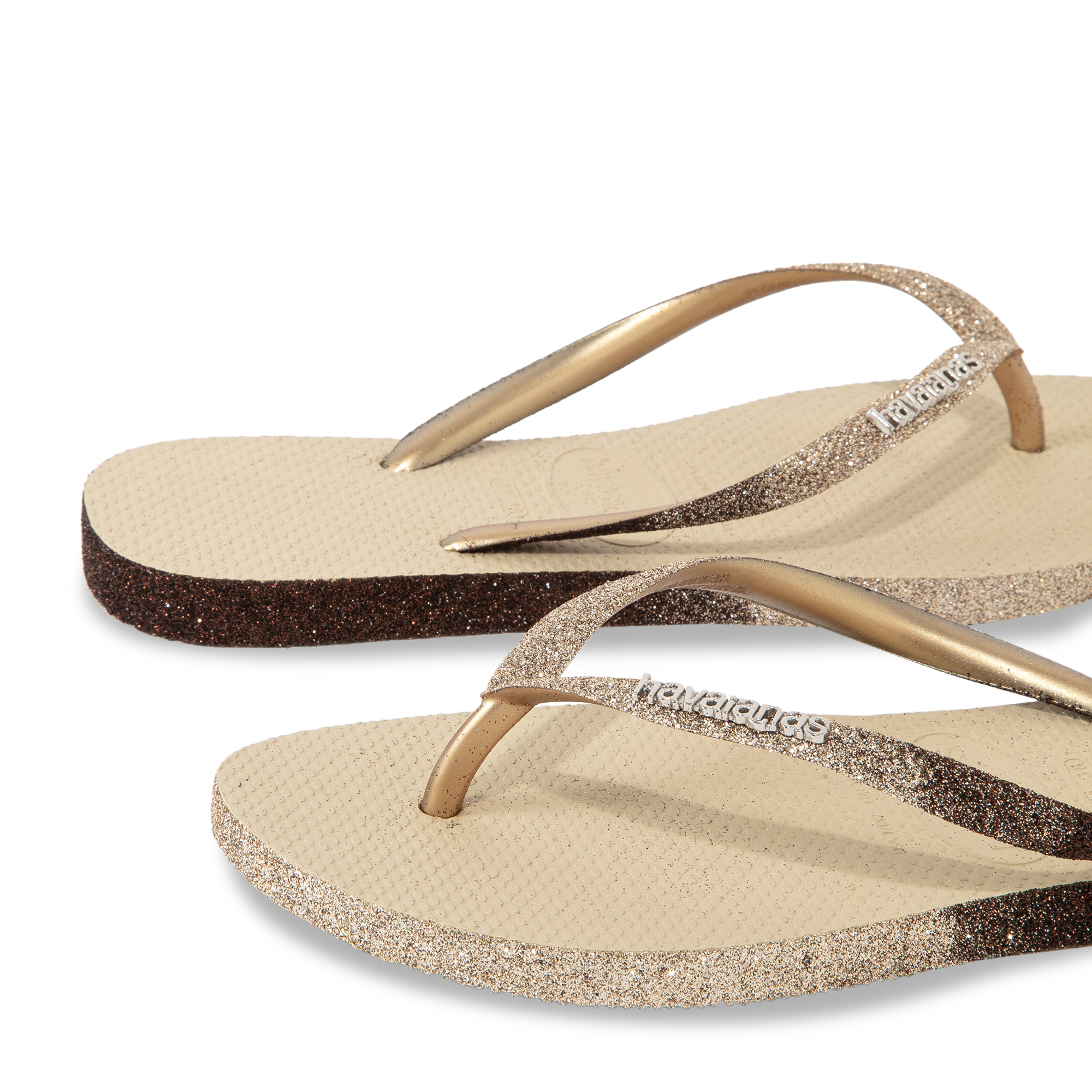 

Sparkle rubber flip flops, Beige