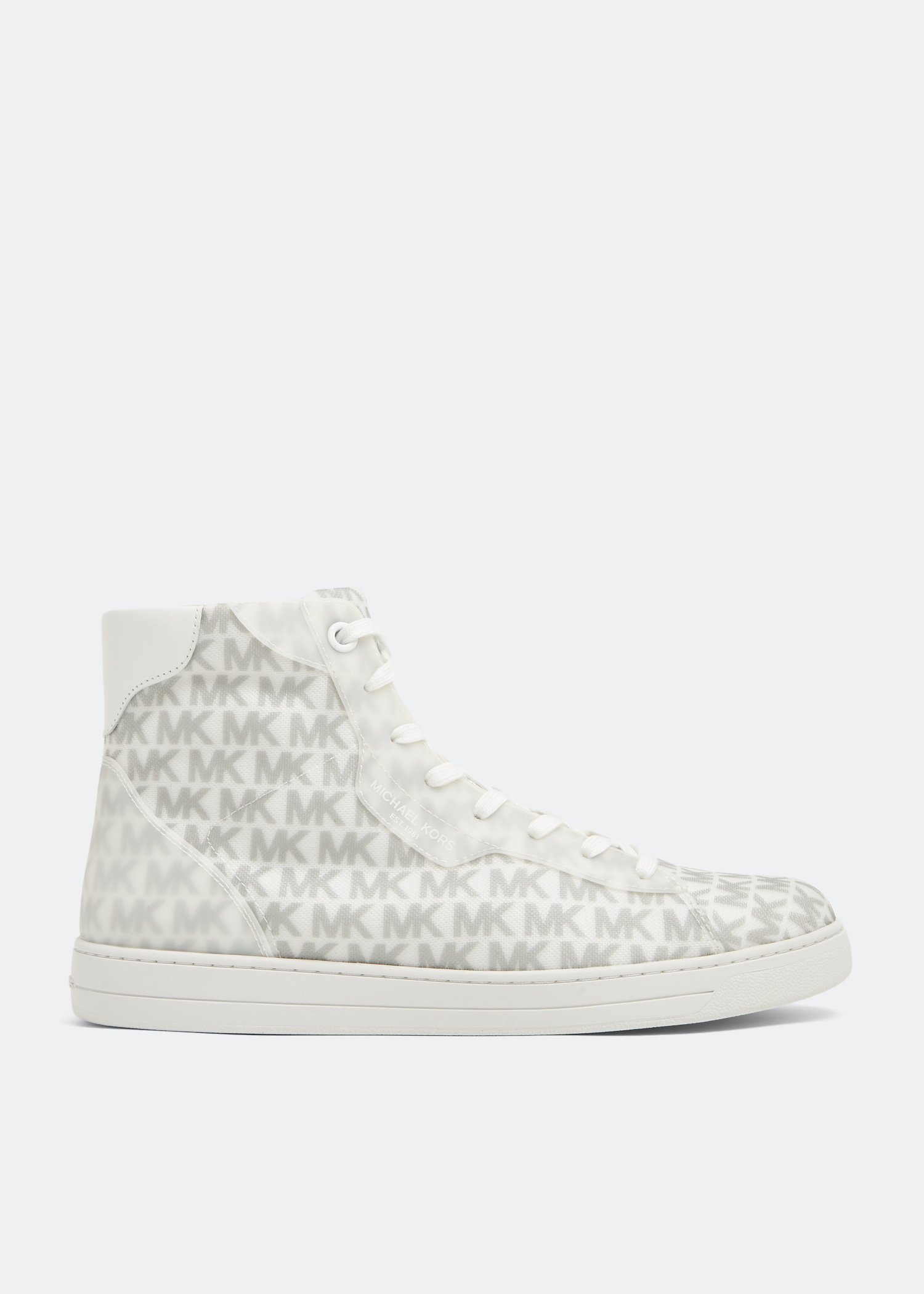 Michael kors white hot sale high top sneakers