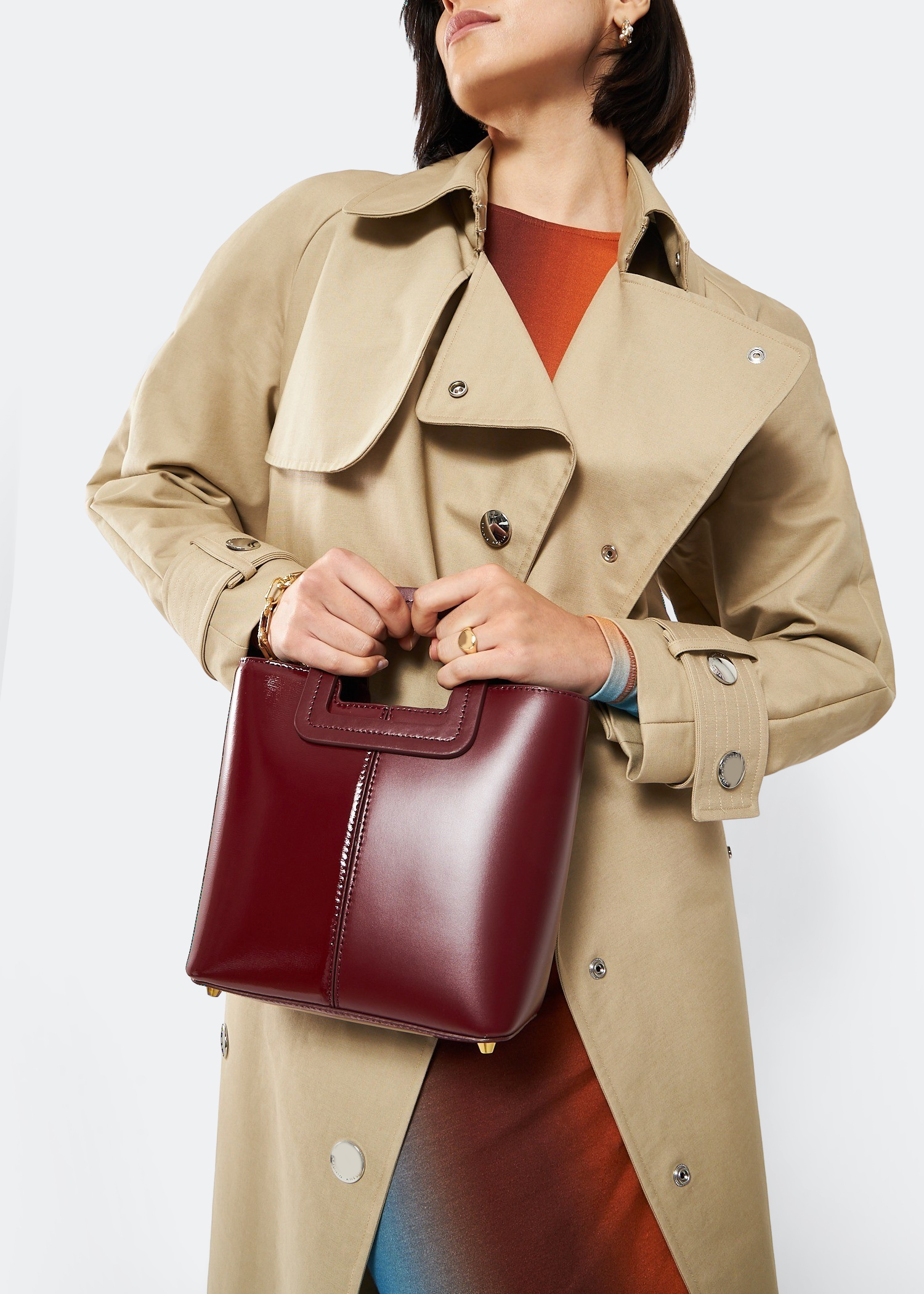 

Mini Shirley split leather bag, Burgundy