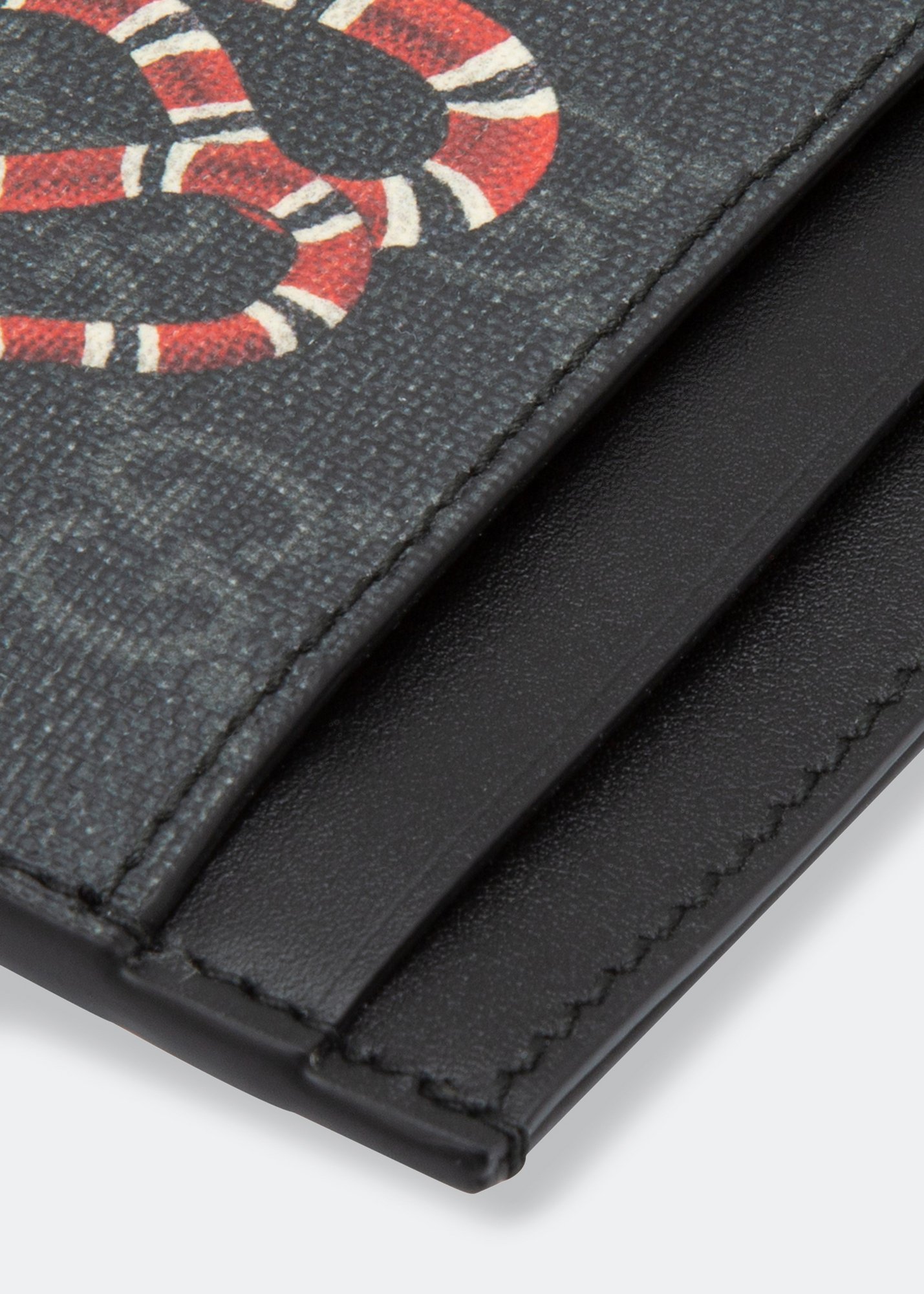 Gucci GG Supreme Snake-print Leather Cardholder for Men