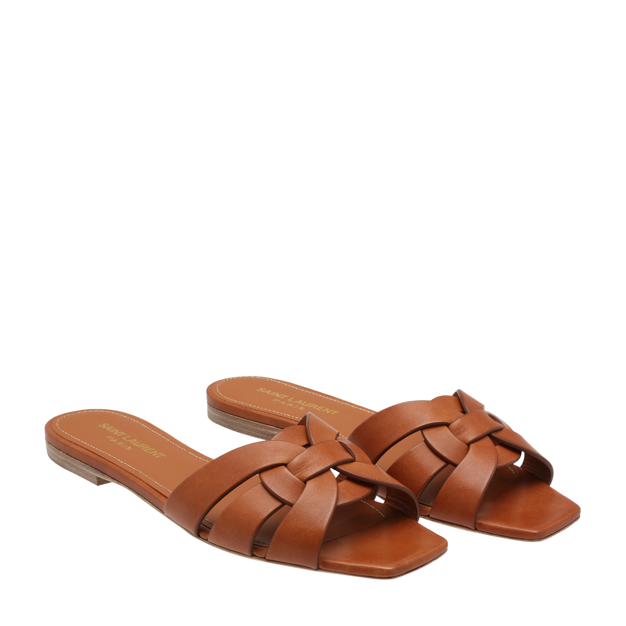 

Tribute leather flat sandals, Brown