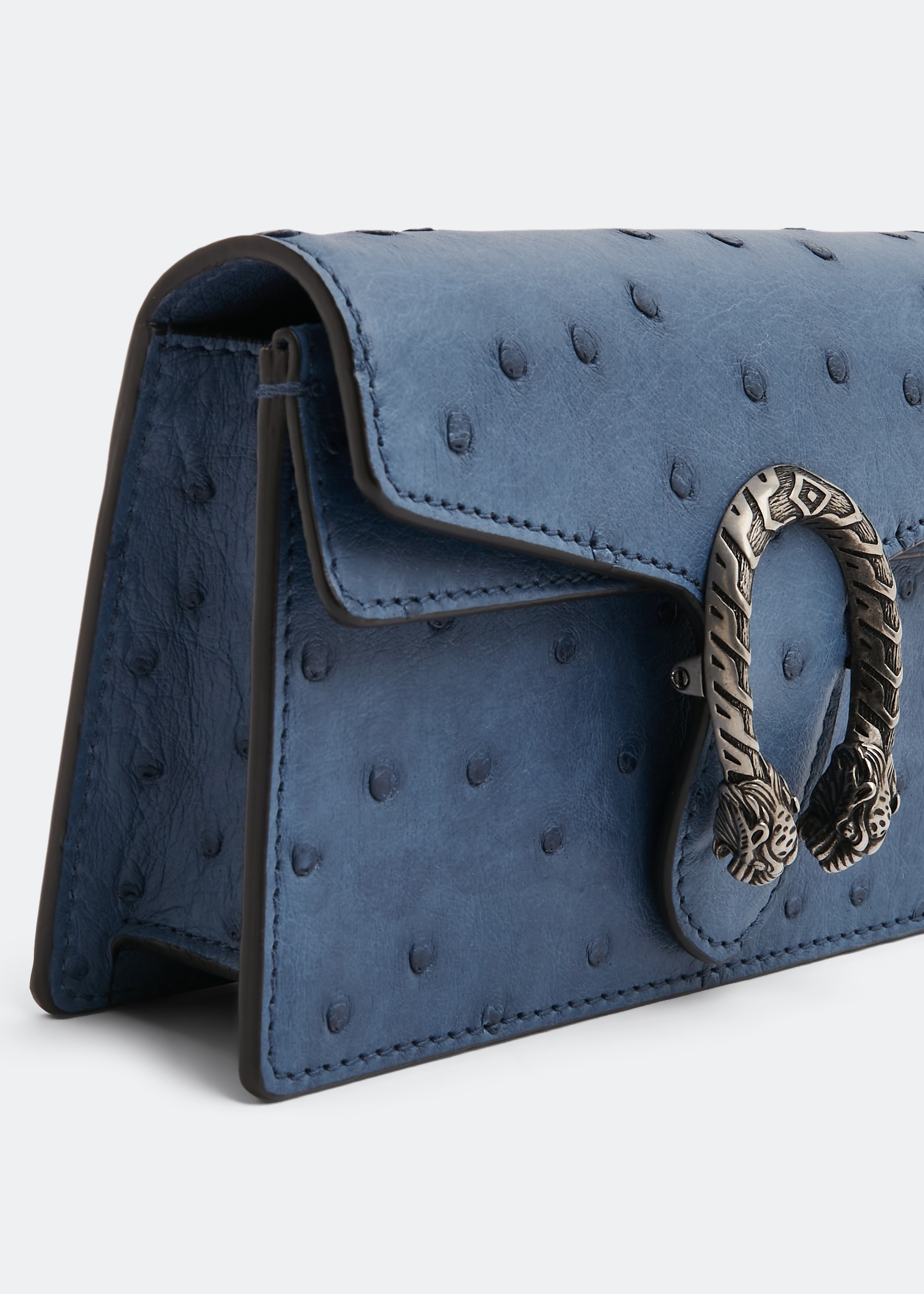 Dionysus ostrich super mini bag in blue