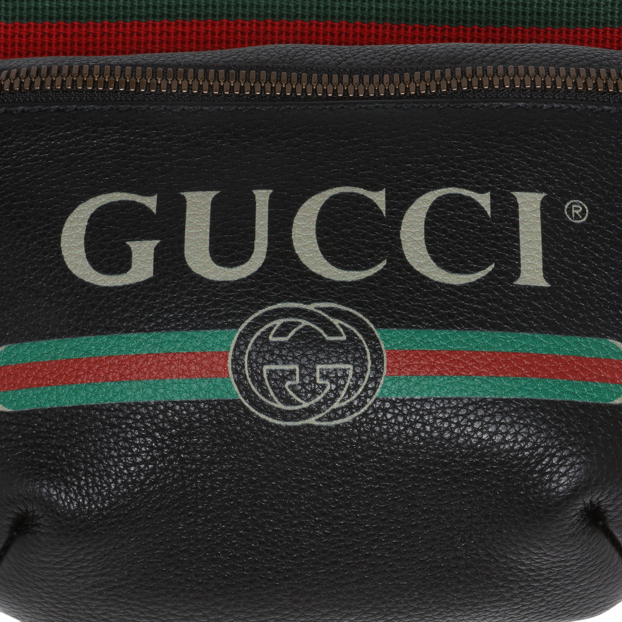 

Gucci Print leather belt bag, Black