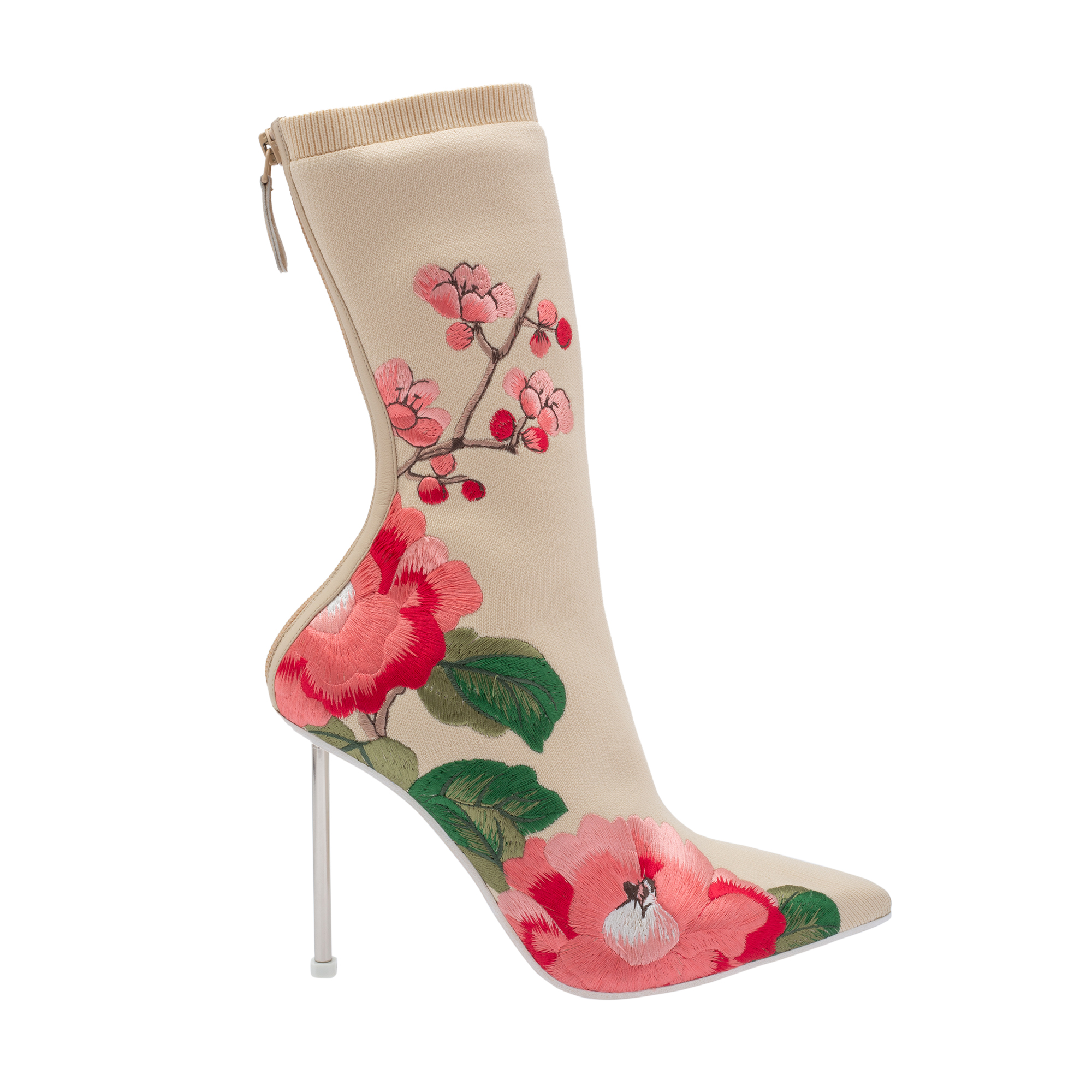 Floral embroidered sock boots