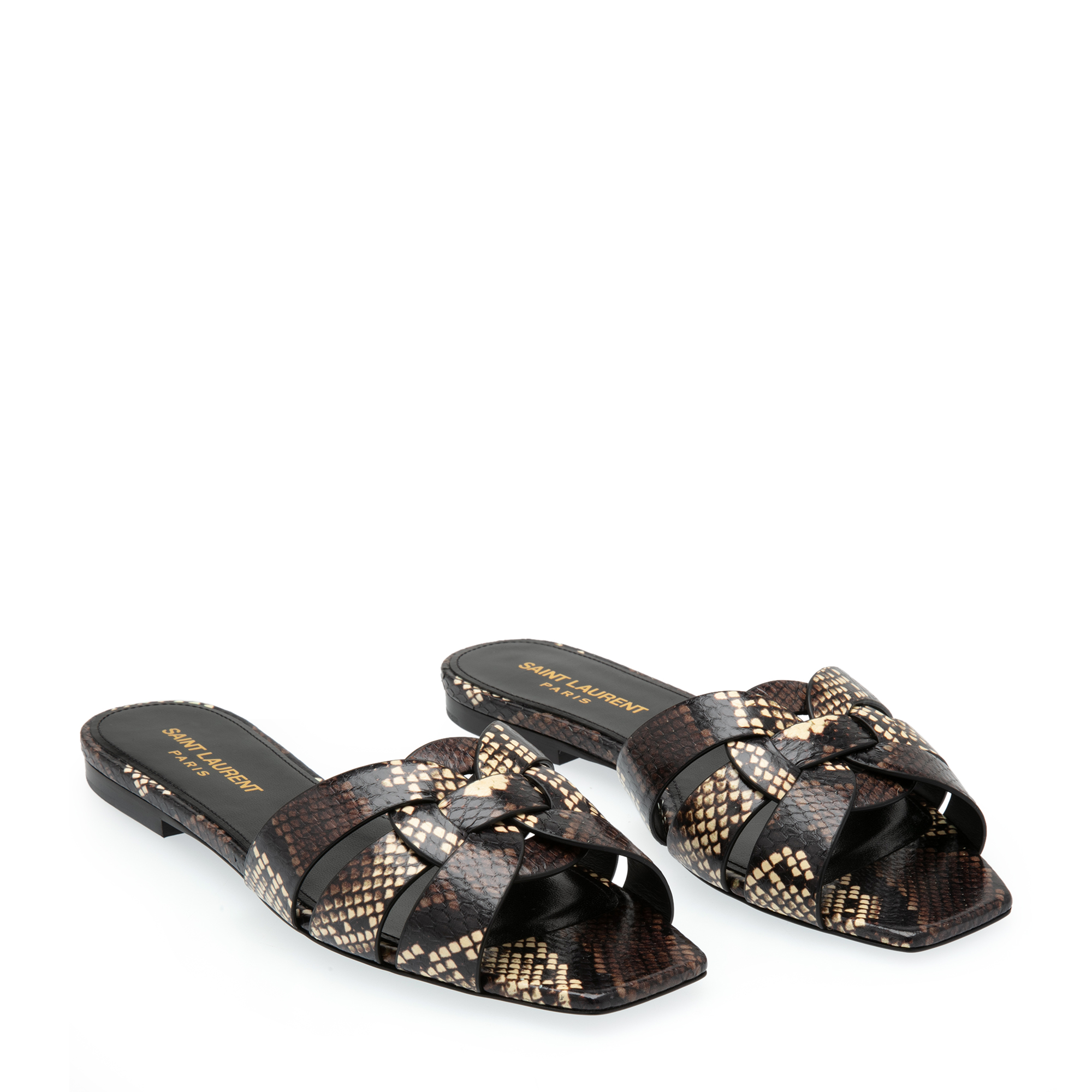 

Tribute flat leather sandals, Neutral