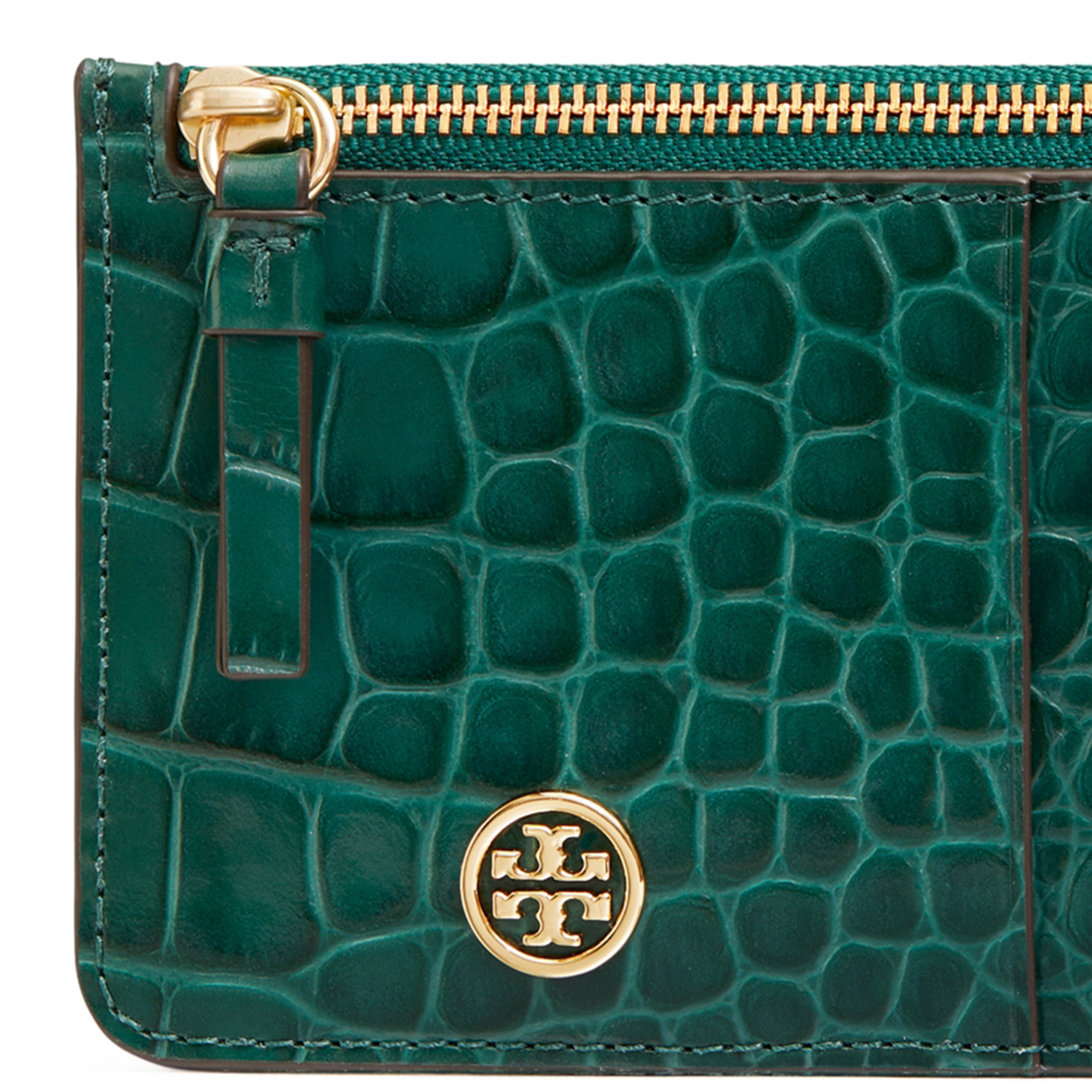 Tory Burch Robinson top zip card case for Women Green in UAE