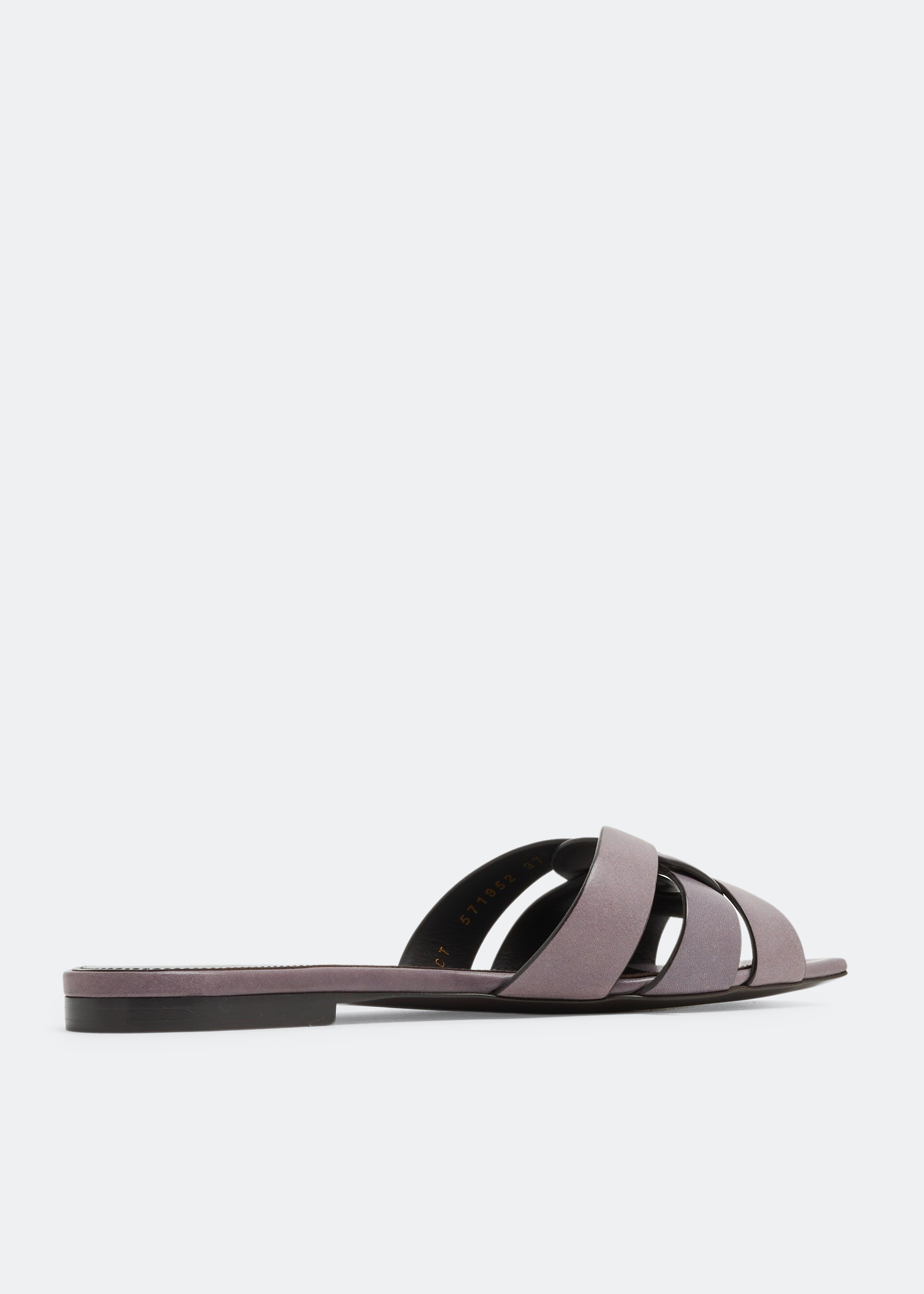 Saint Laurent Tribute leather flat sandals for Women - Grey in UAE 