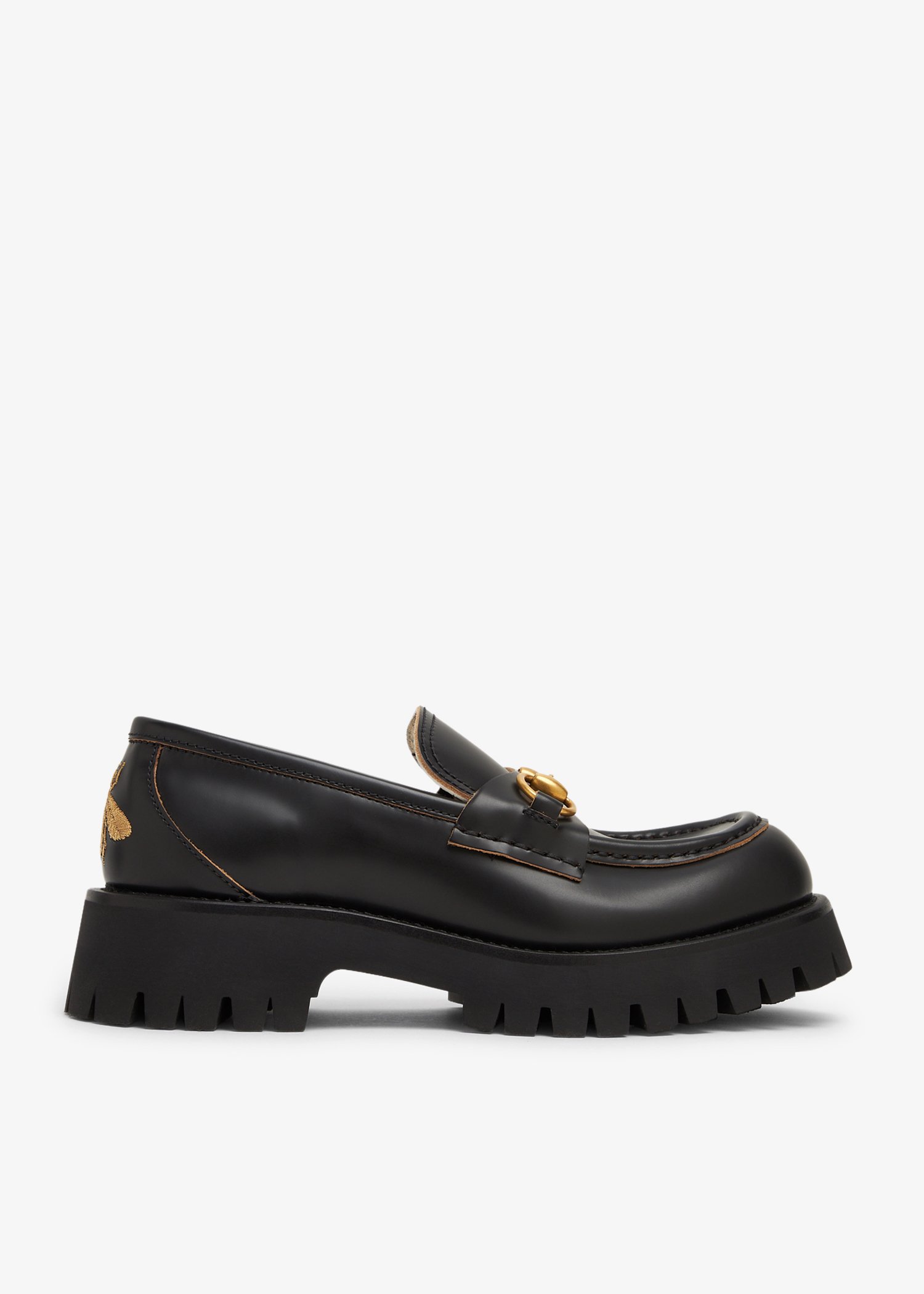 Leather platform cheap loafer with horsebit