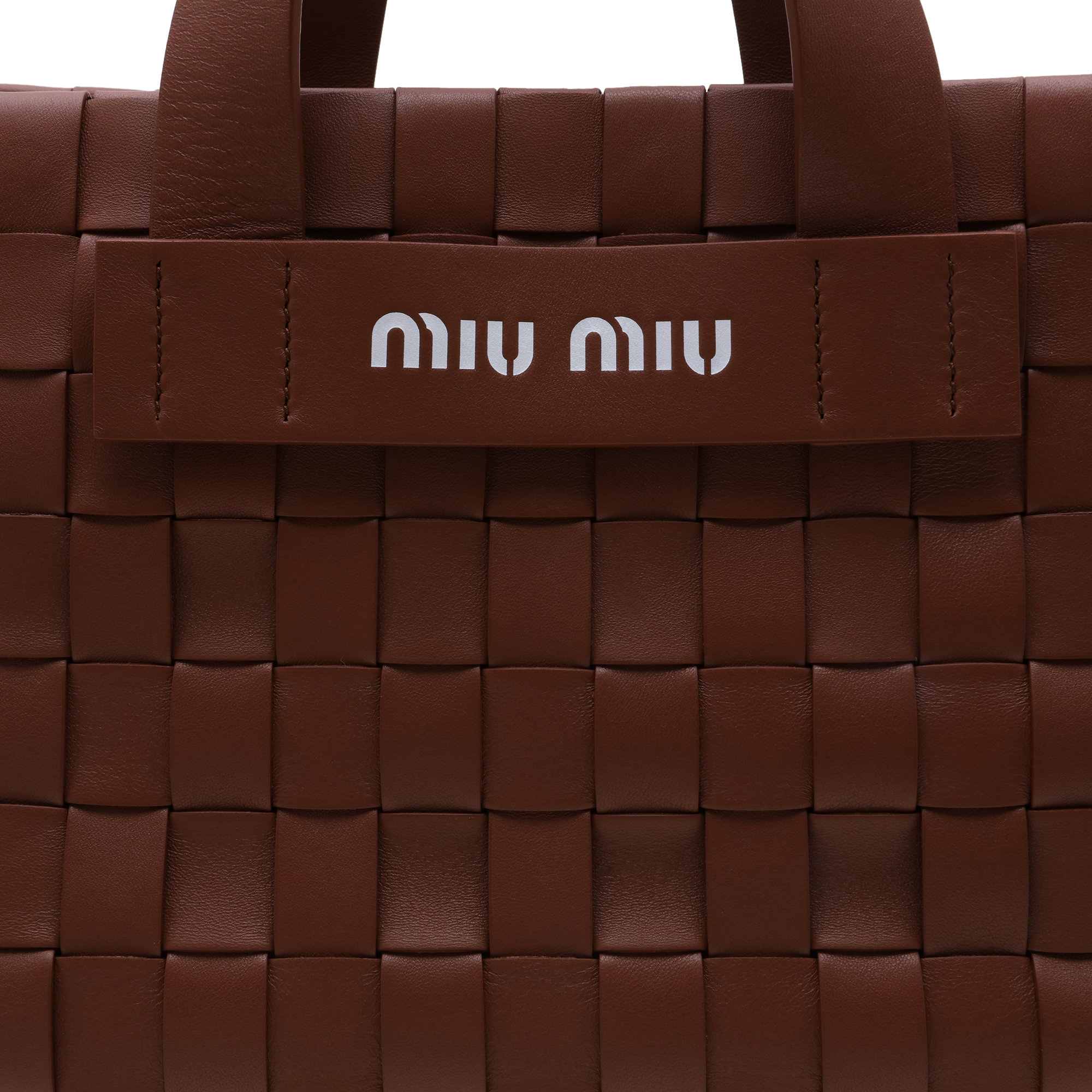 

Woven leather tote, Brown