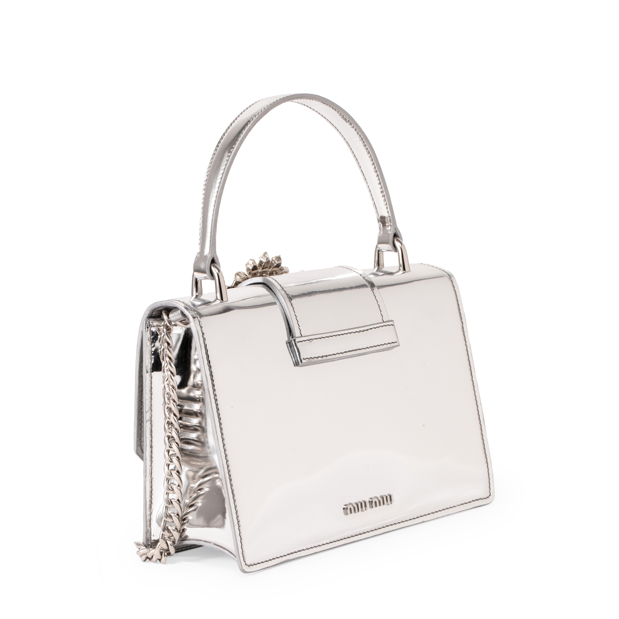 

Miu Lady leather handbag, Silver