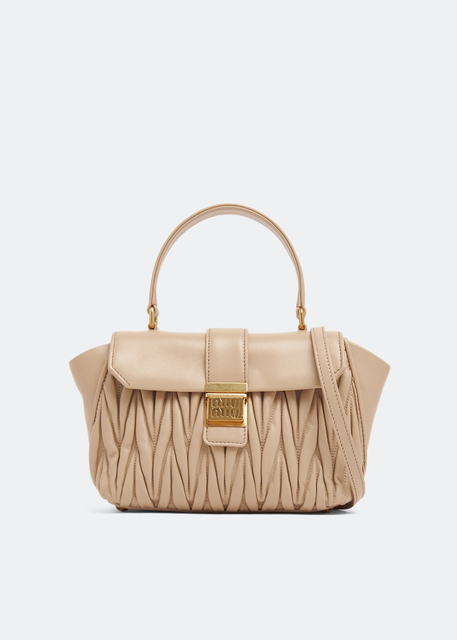 

Matelassé top handle bag, Beige