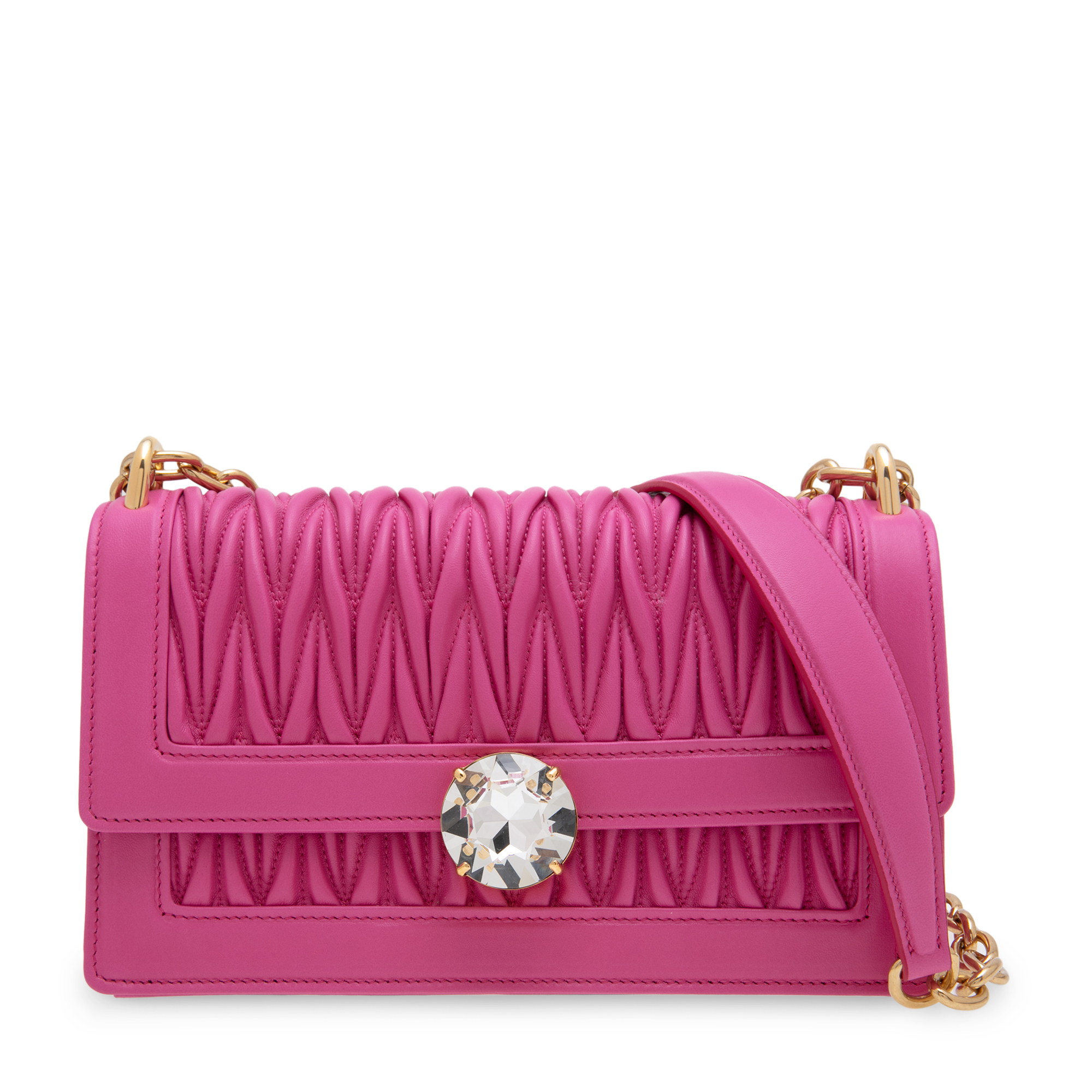 

Miu Solitaire leather bag, Pink