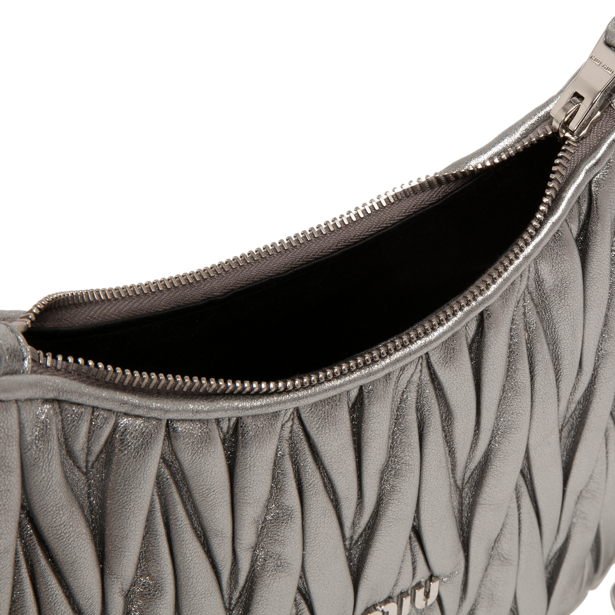 

Matelassé nappa leather shoulder bag, Silver