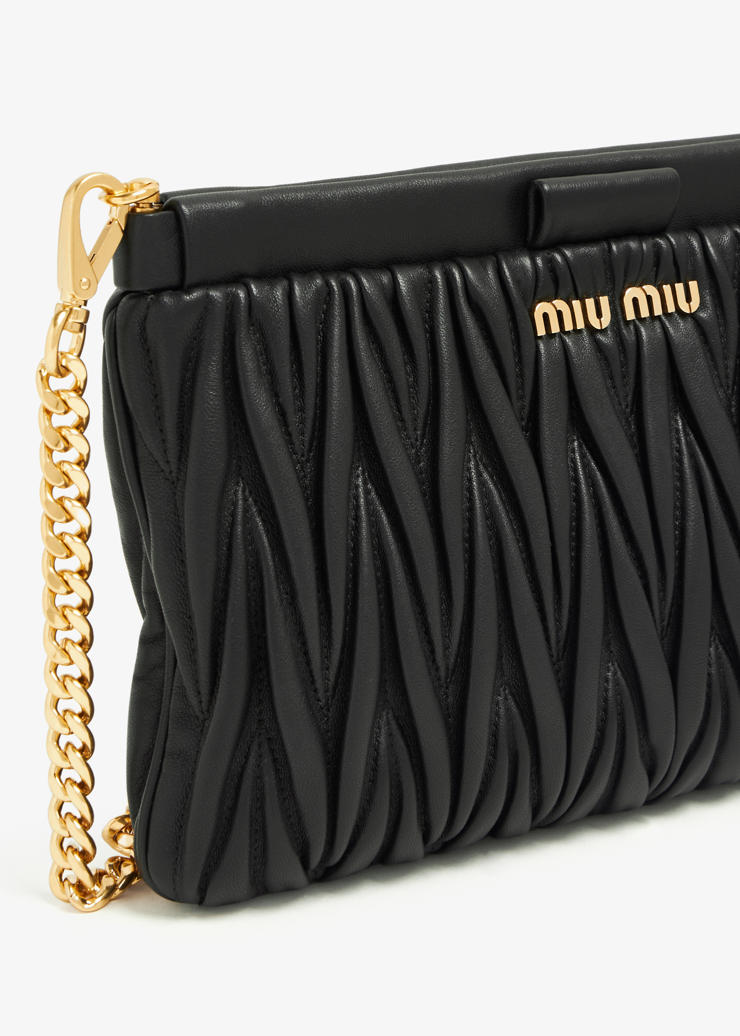 

Matelassé leather clutch, Black