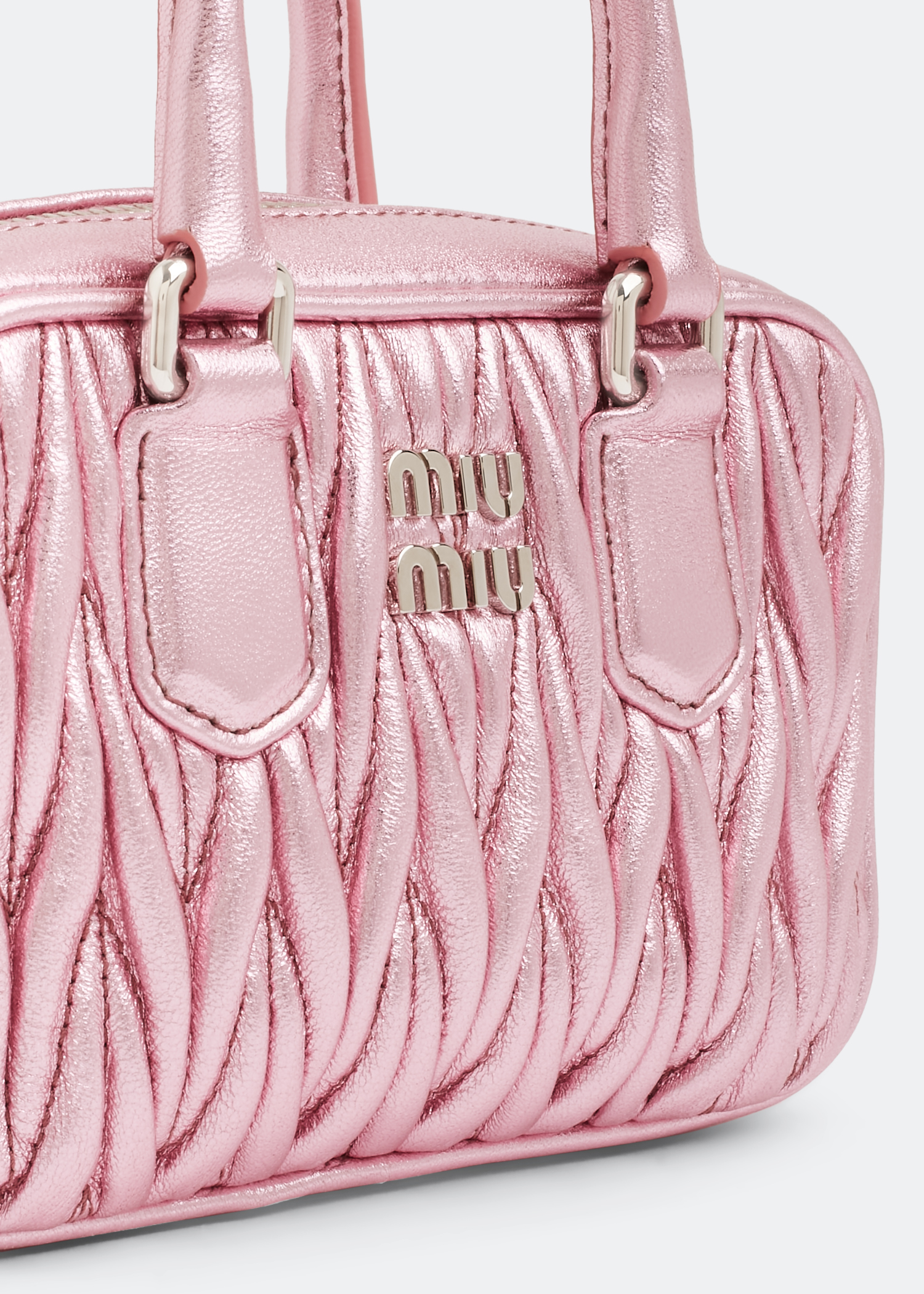 

Matelassé top handle mini bag, Pink